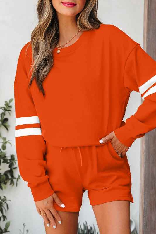 Varsity Stripe Sweatshirt and Short Set