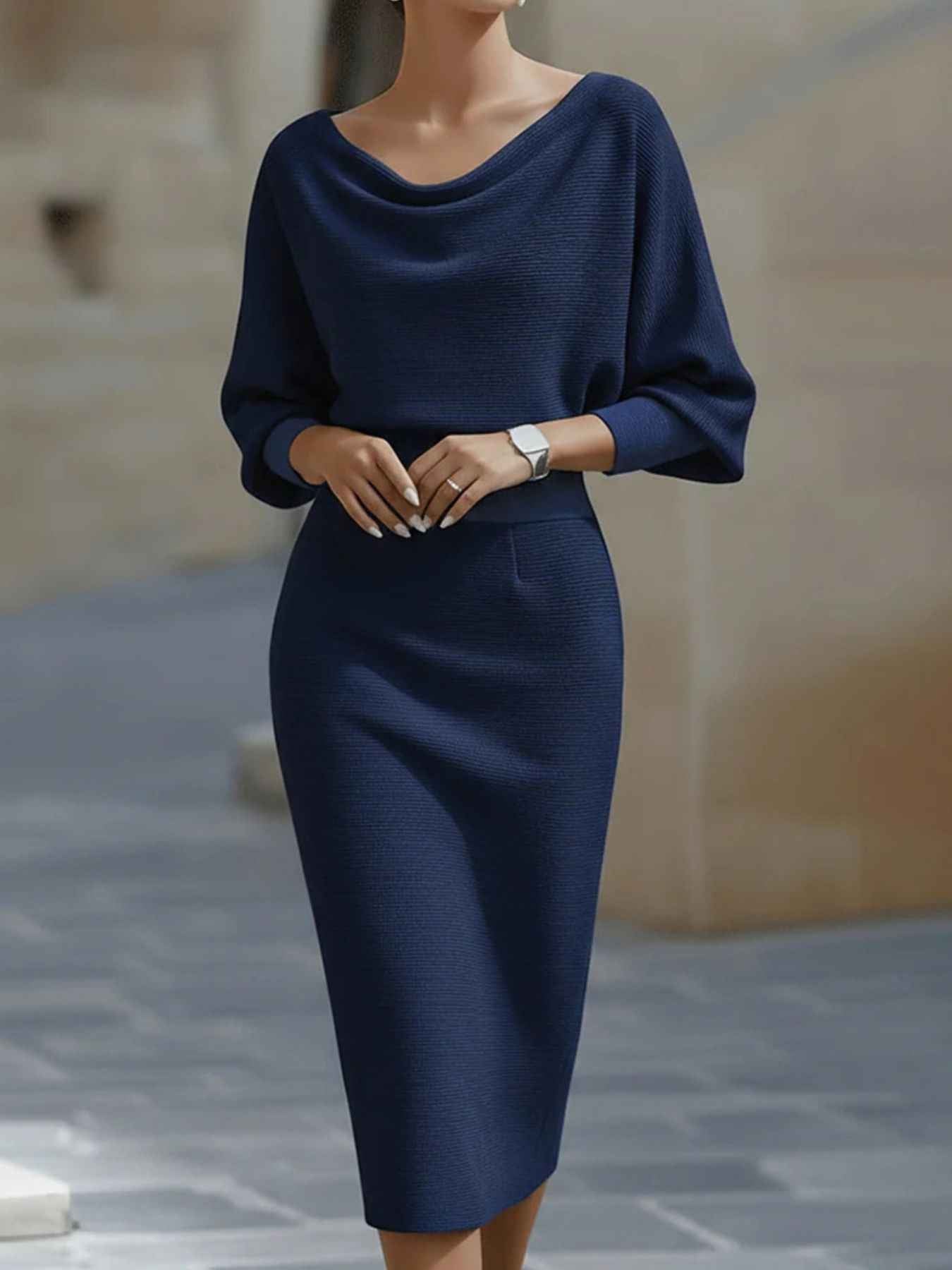 Cowl Neck Knit Bodycon Dress - Excel Merchandise