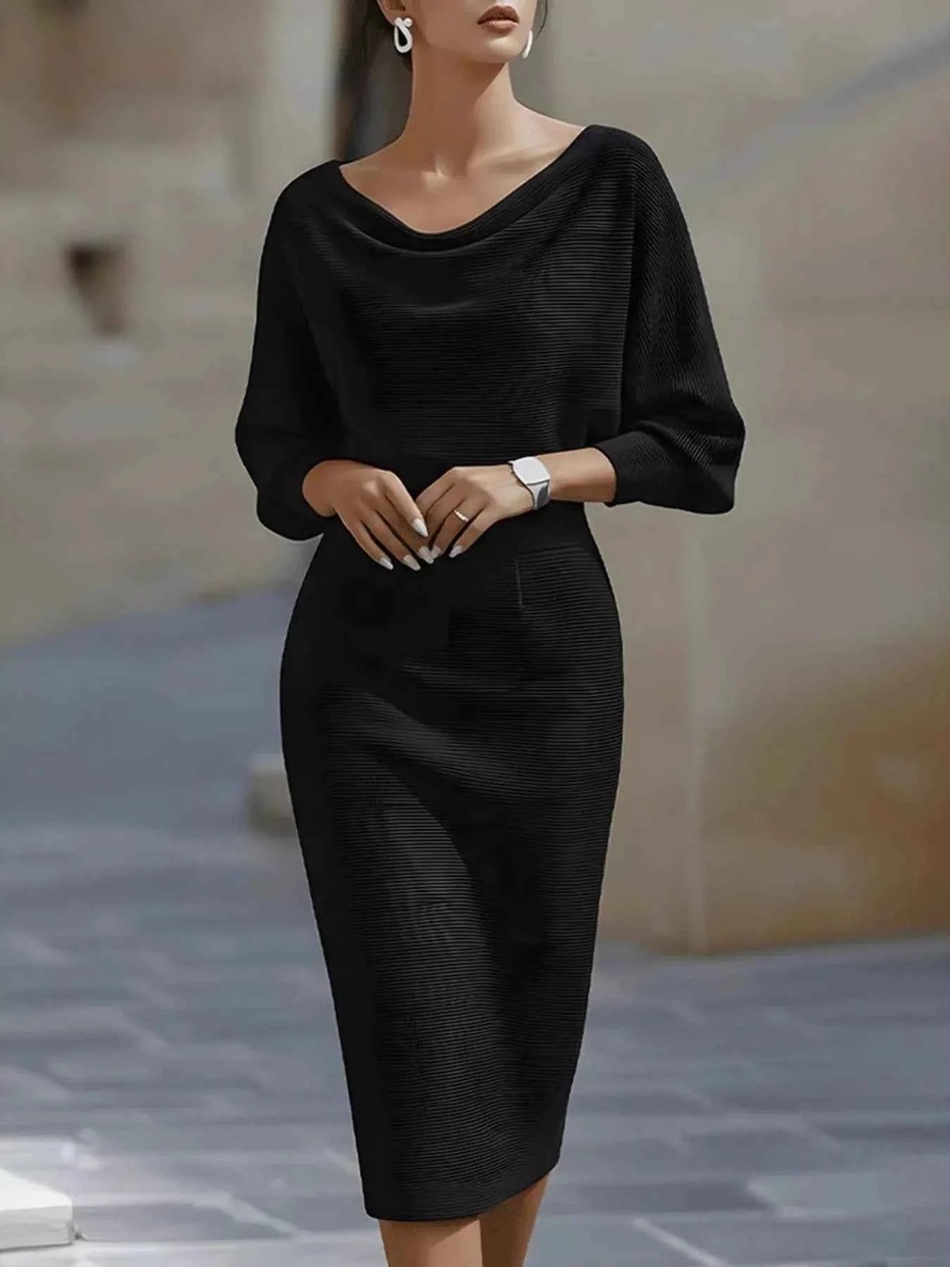 Cowl Neck Knit Bodycon Dress - Excel Merchandise