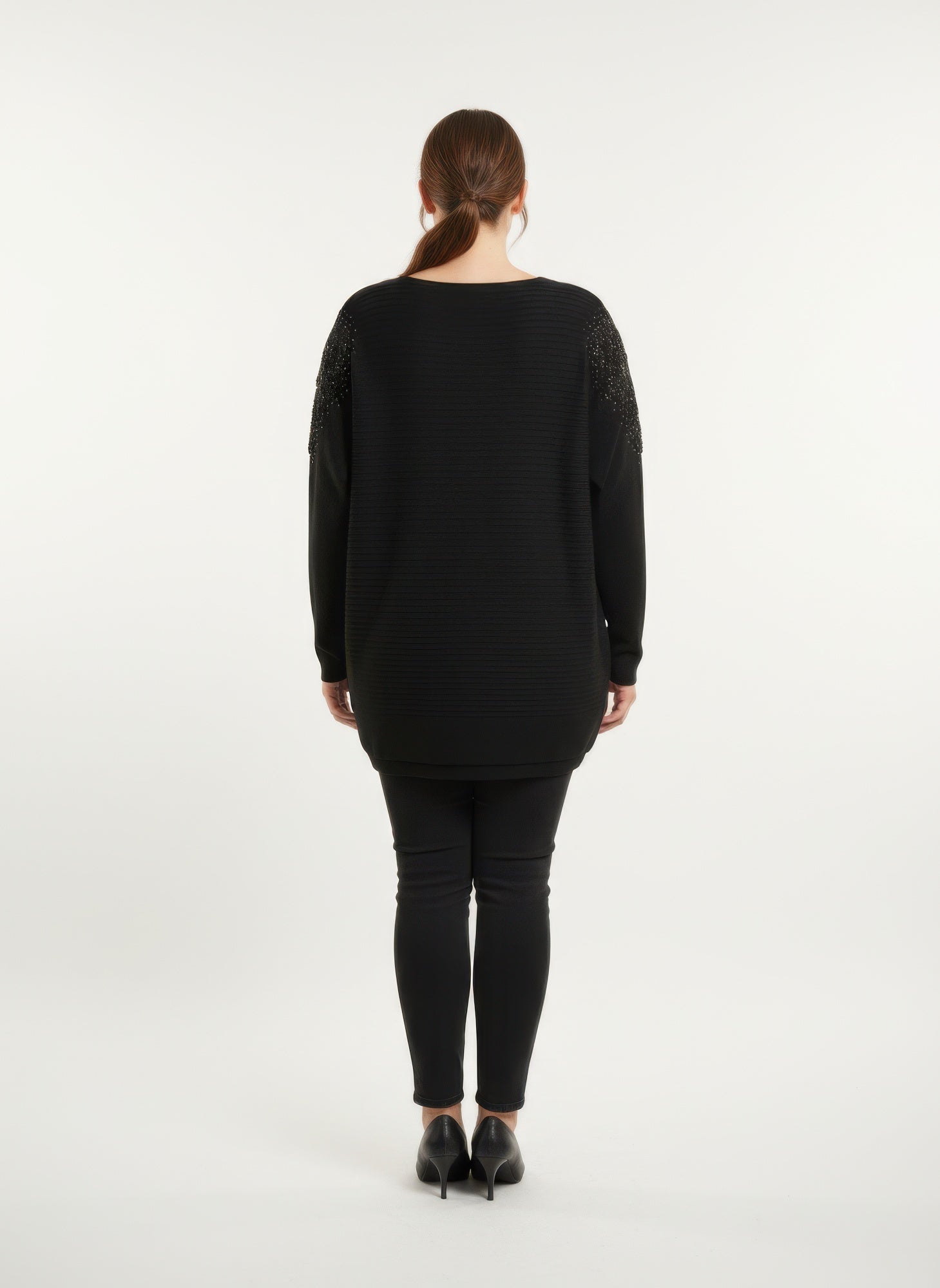 Crimson Lace Embellished Knit Tunic Top - Excel Merchandise