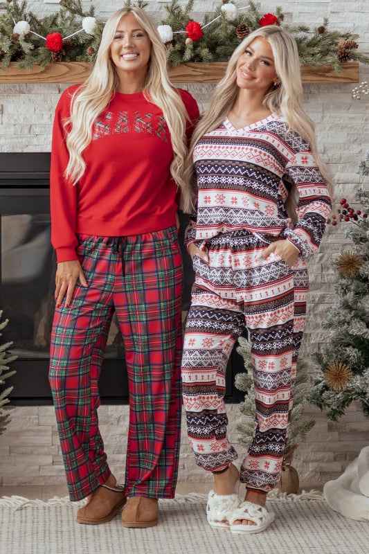 Christmas Geometric Pullover and Pants Lounge Set