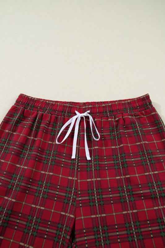 Plus Size Christmas Plaid Shirt and Pants Pajama S