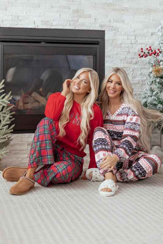 Christmas Geometric Pullover and Pants Lounge Set