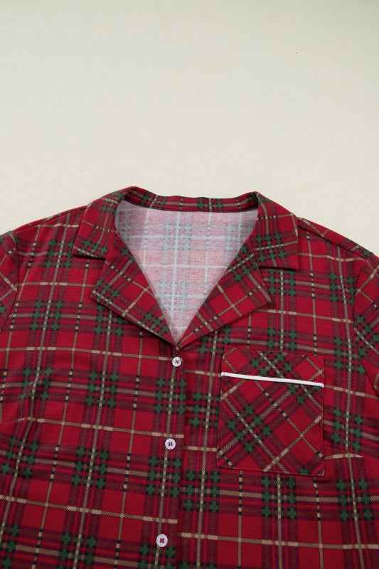 Plus Size Christmas Plaid Shirt and Pants Pajama S