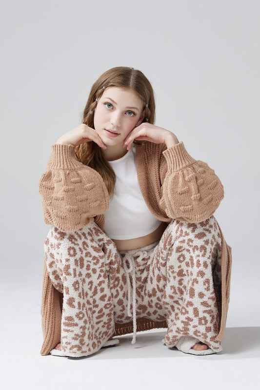 Oversized Pompom Sleeve Cardigan