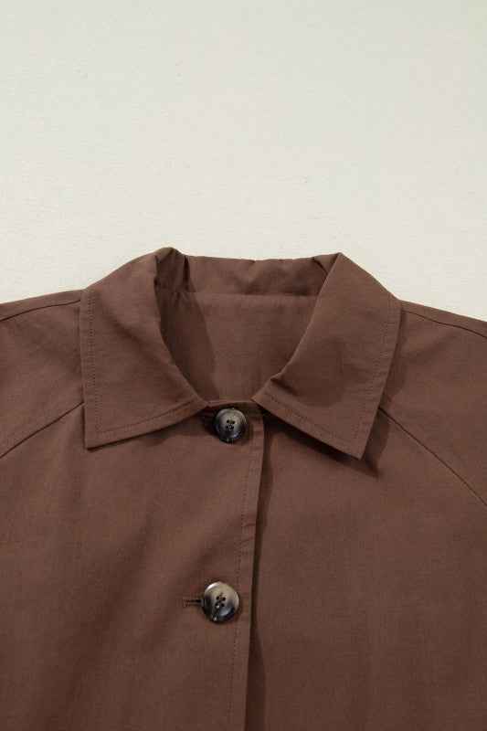 Leopard Lined Button Up Collared Jacket
