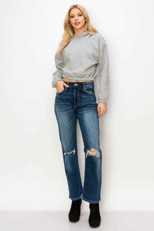 AT1087STD HIGH RISE STRETCH STRAIGHT JEANS