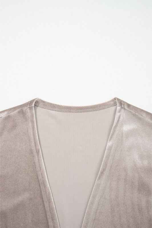 Velvet 3/4 Sleeve Open Front Kimono