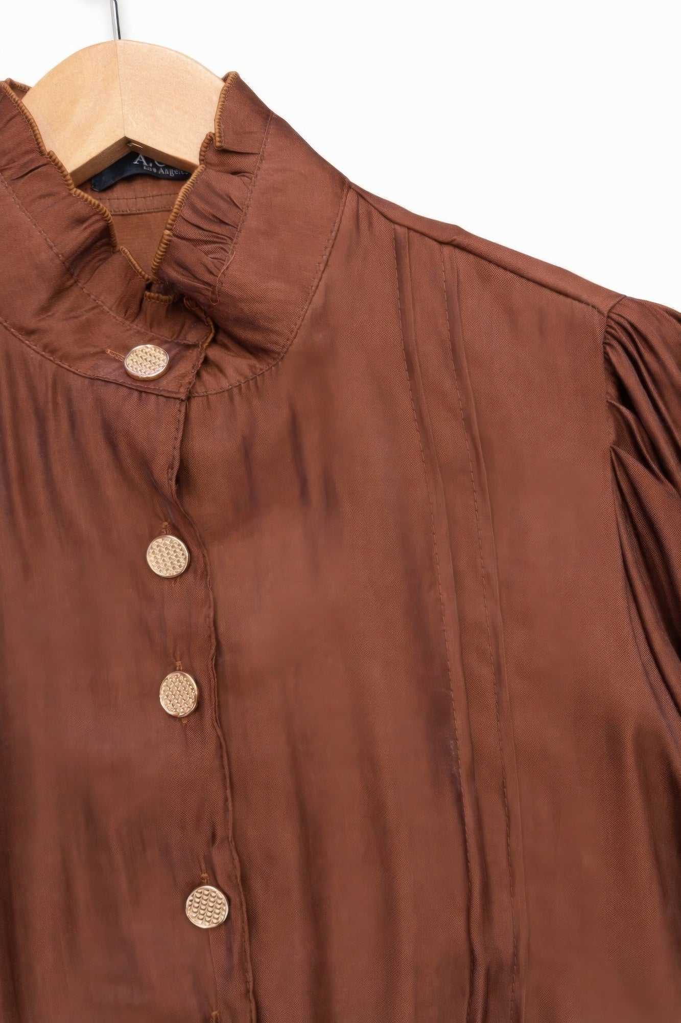 Elegant Satin-finish Victorian Button-up Top - Excel Merchandise