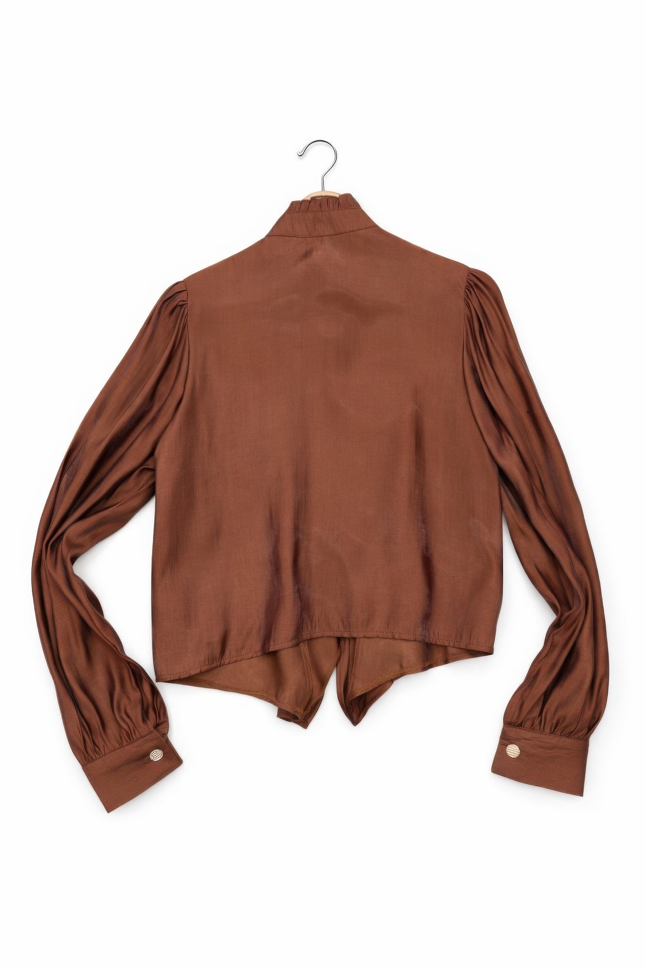 Elegant Satin-finish Victorian Button-up Top - Excel Merchandise