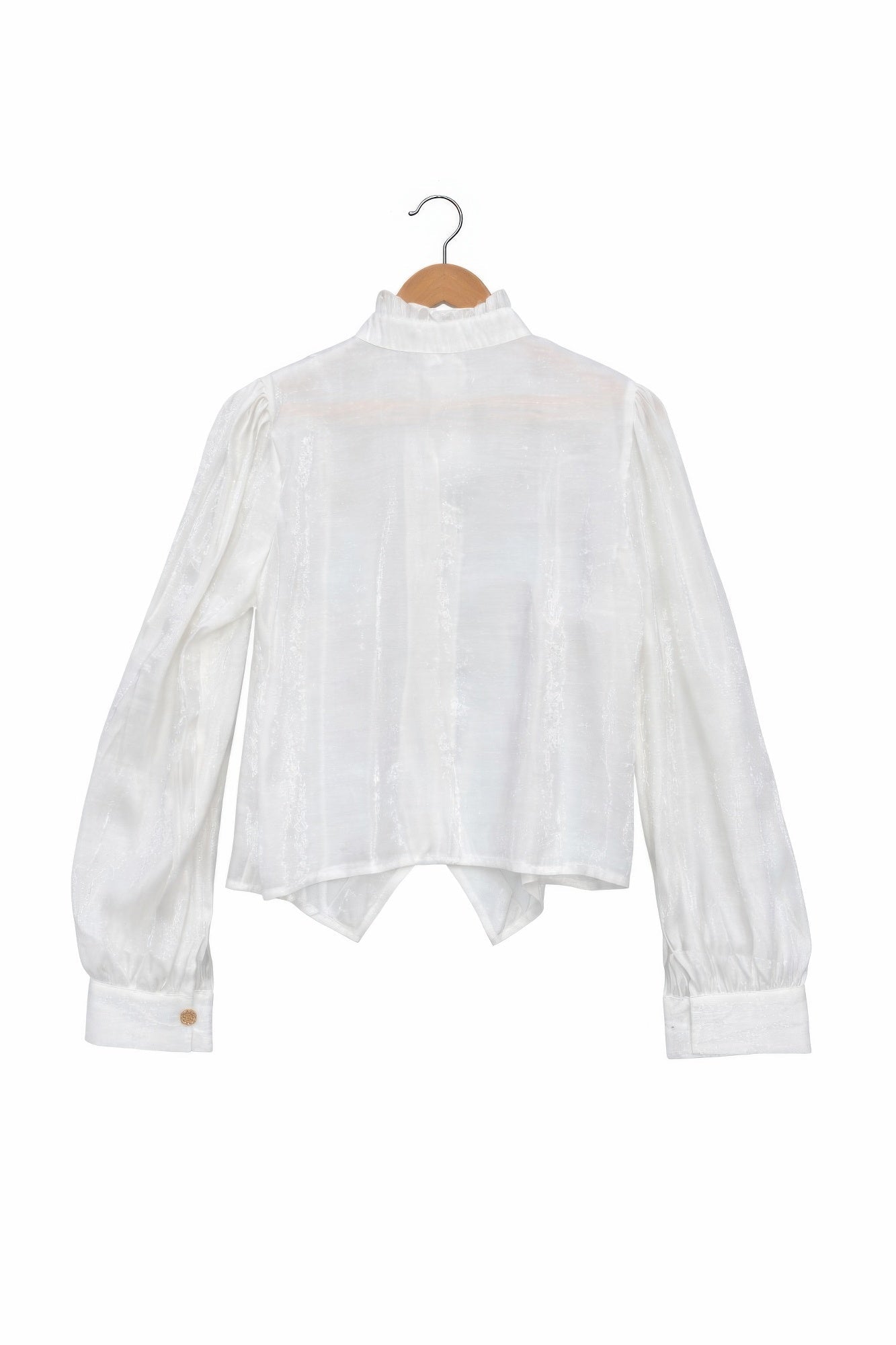 Elegant Satin-finish Victorian Button-up Top - Excel Merchandise