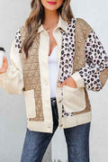 Leopard Waffle Quilted Patchwork Buttoned Jacket