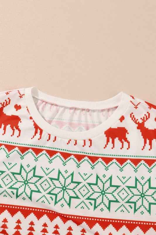 Christmas Reindeer Fair Isle Stripe Pajama Set