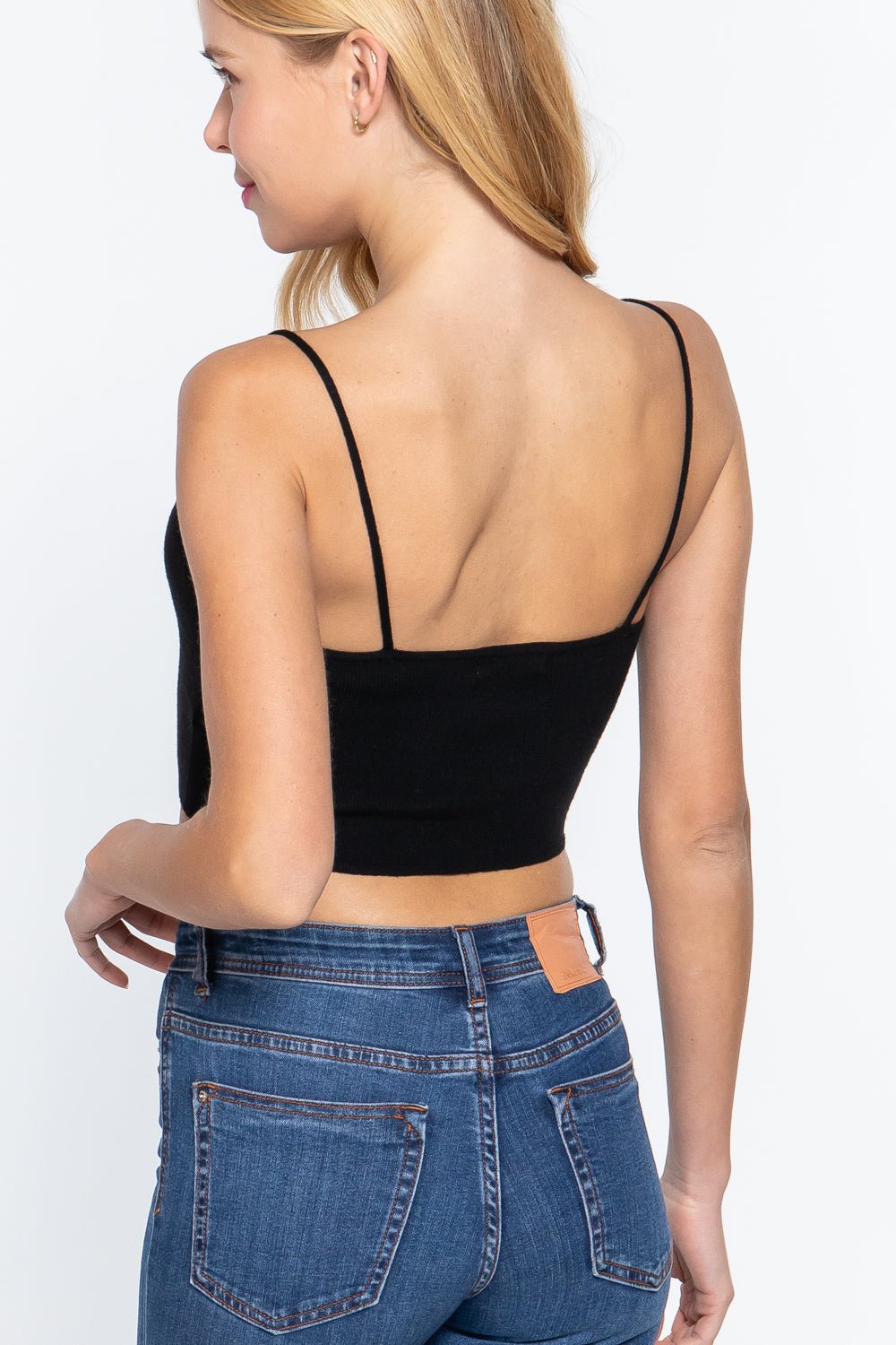 Front Ruched Detail Sweater Knit Crop Cami Top - Excel Merchandise
