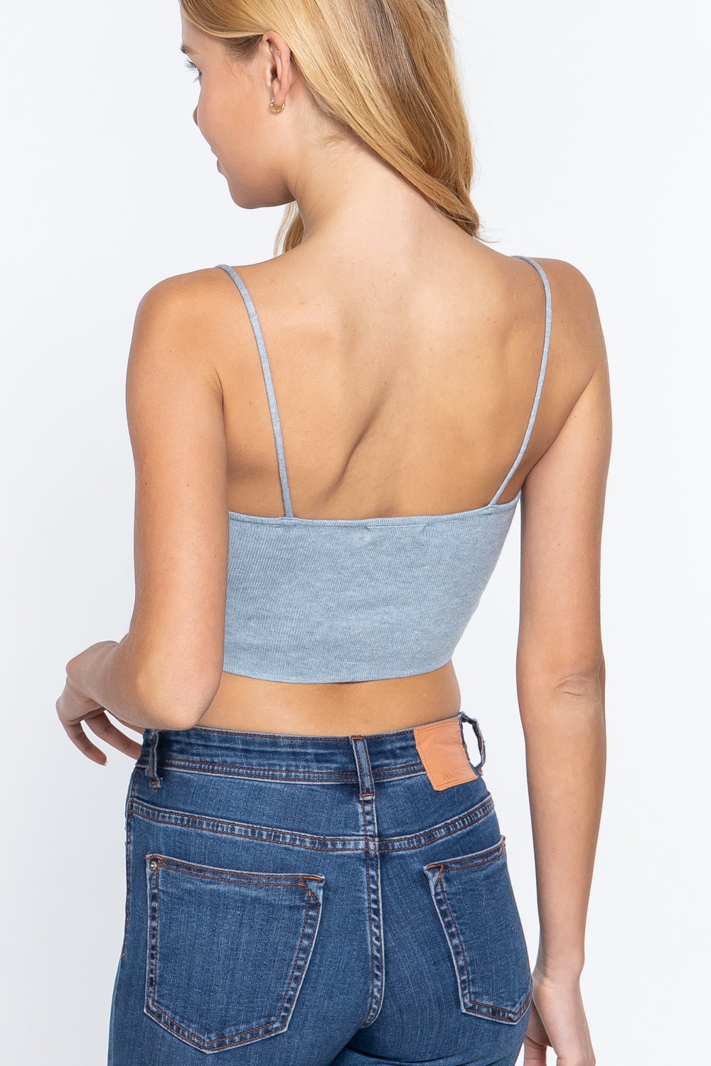 Front Ruched Detail Sweater Knit Crop Cami Top - Excel Merchandise