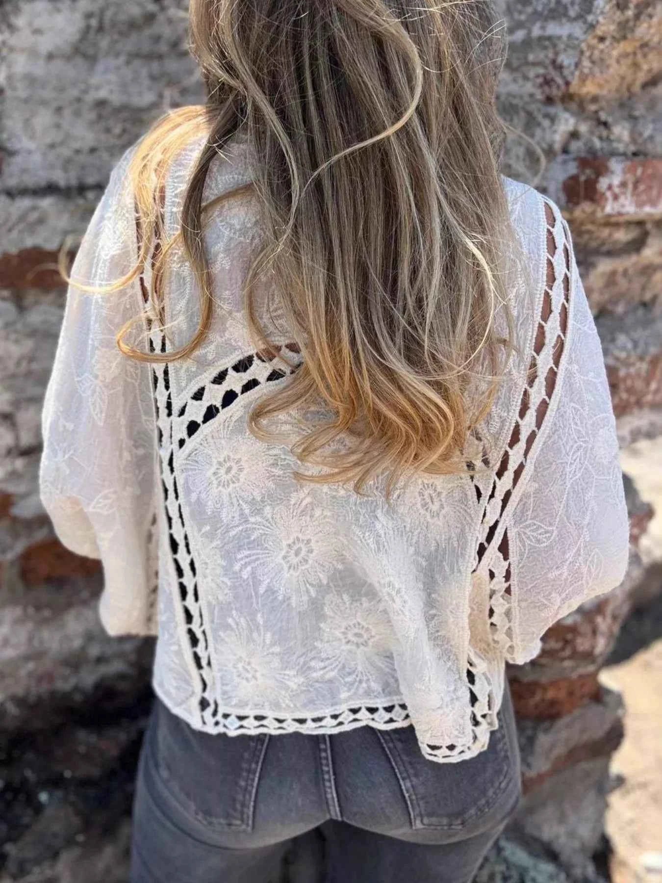 Full Size Embroidered Open Front Cardigan Plus Size - Excel Merchandise
