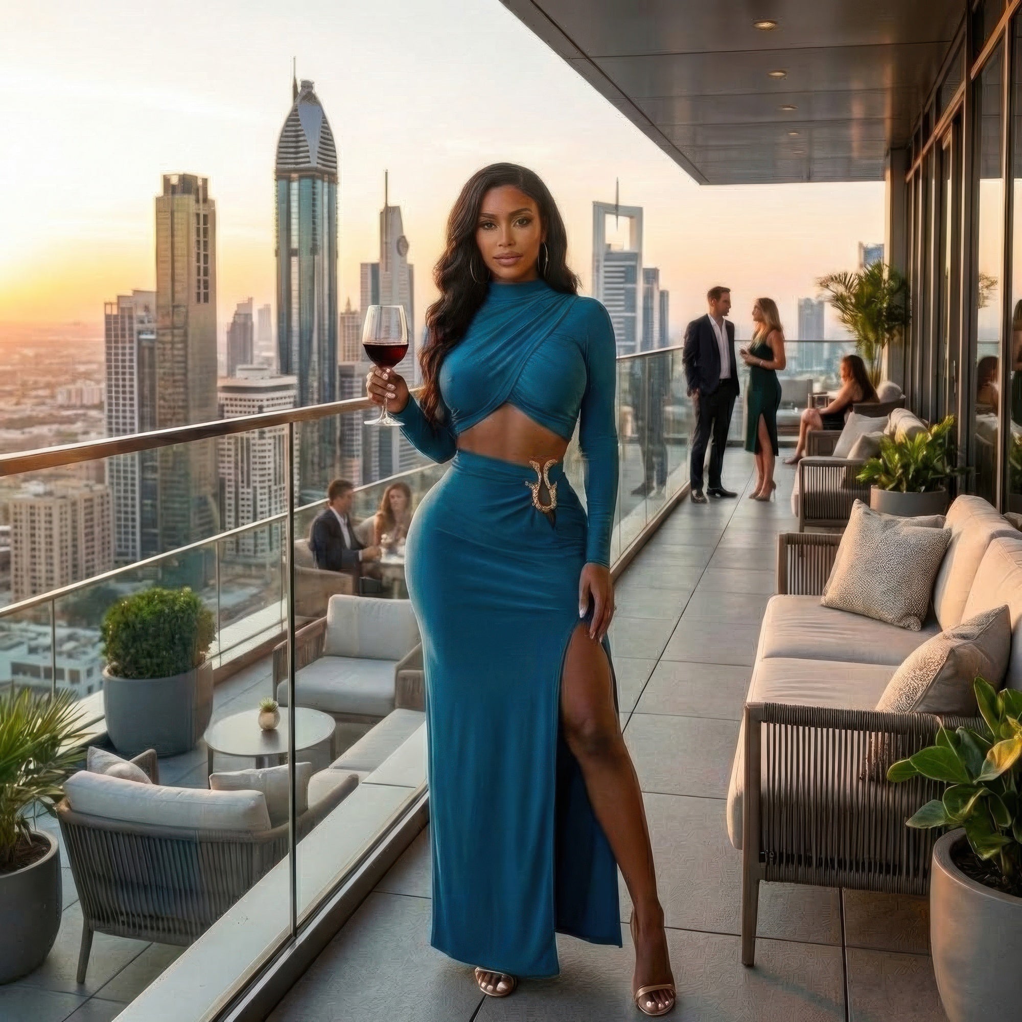High Slit Side Maxi Skirt Set - Excel Merchandise