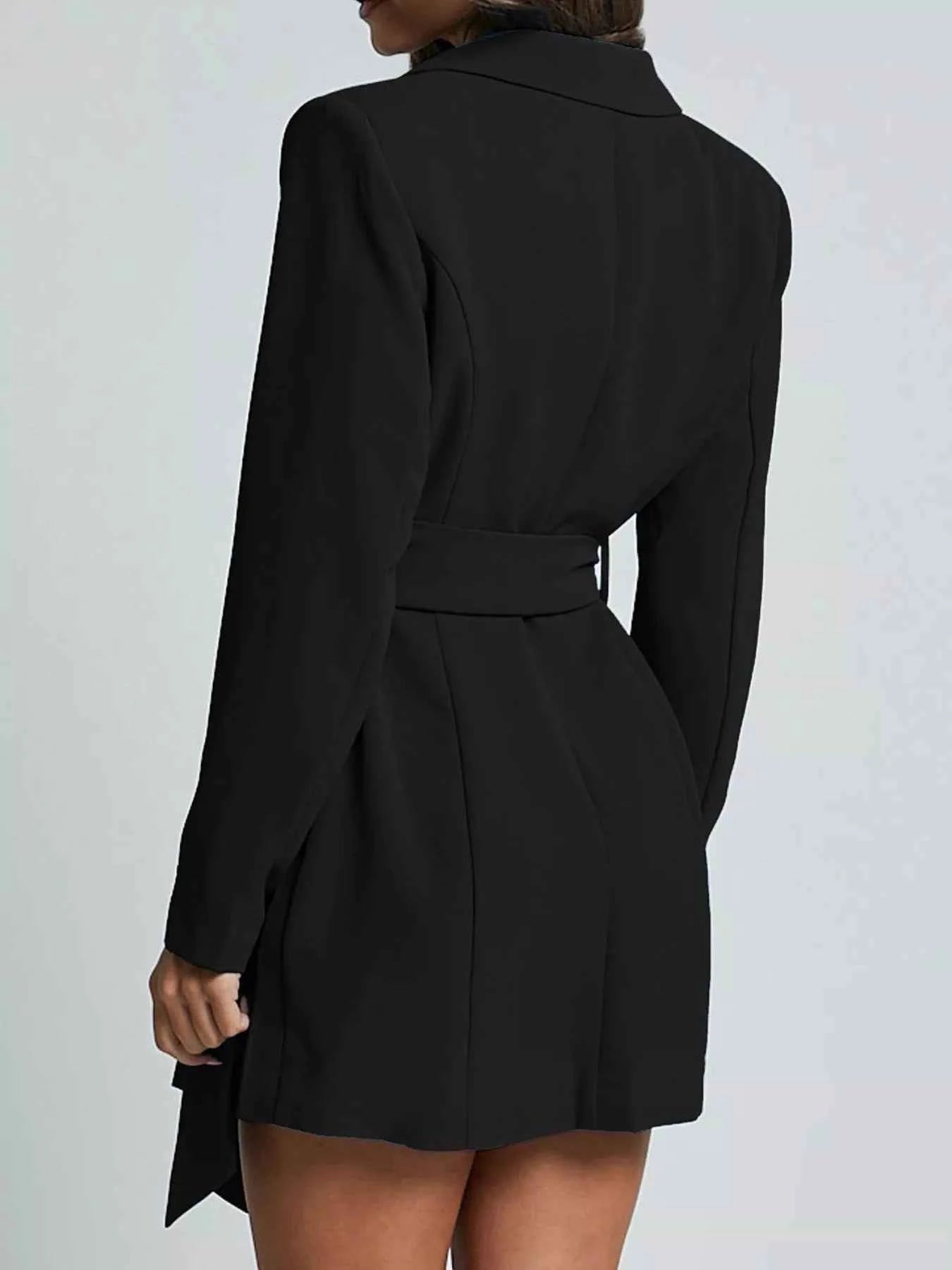 Lapel Collar Tie Waist Blazer - Excel Merchandise