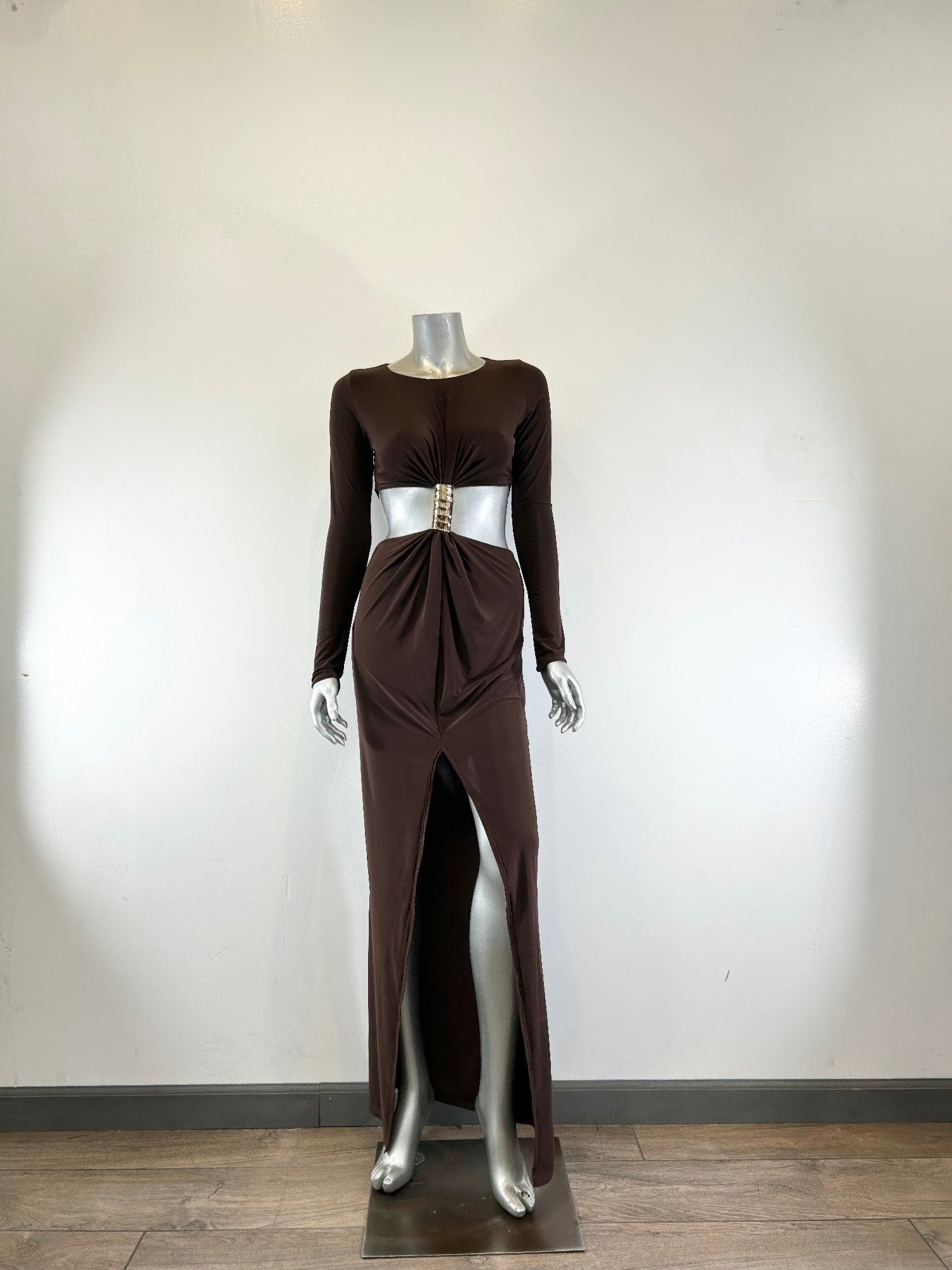 Long Sleeve Mockneck Styling Maxi Dress. - Excel Merchandise