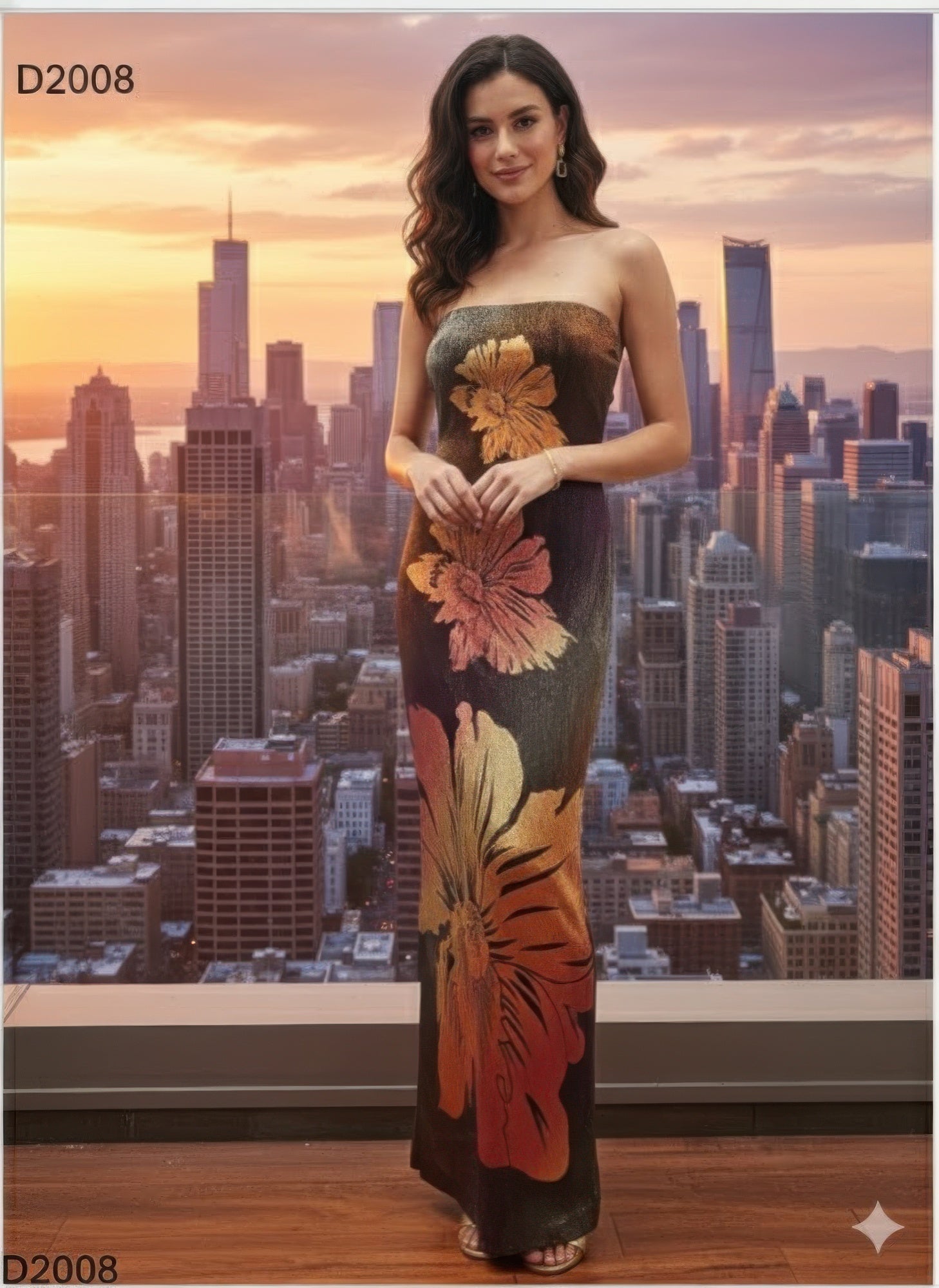 Metallic Flower Tube Maxi Dress - Excel Merchandise