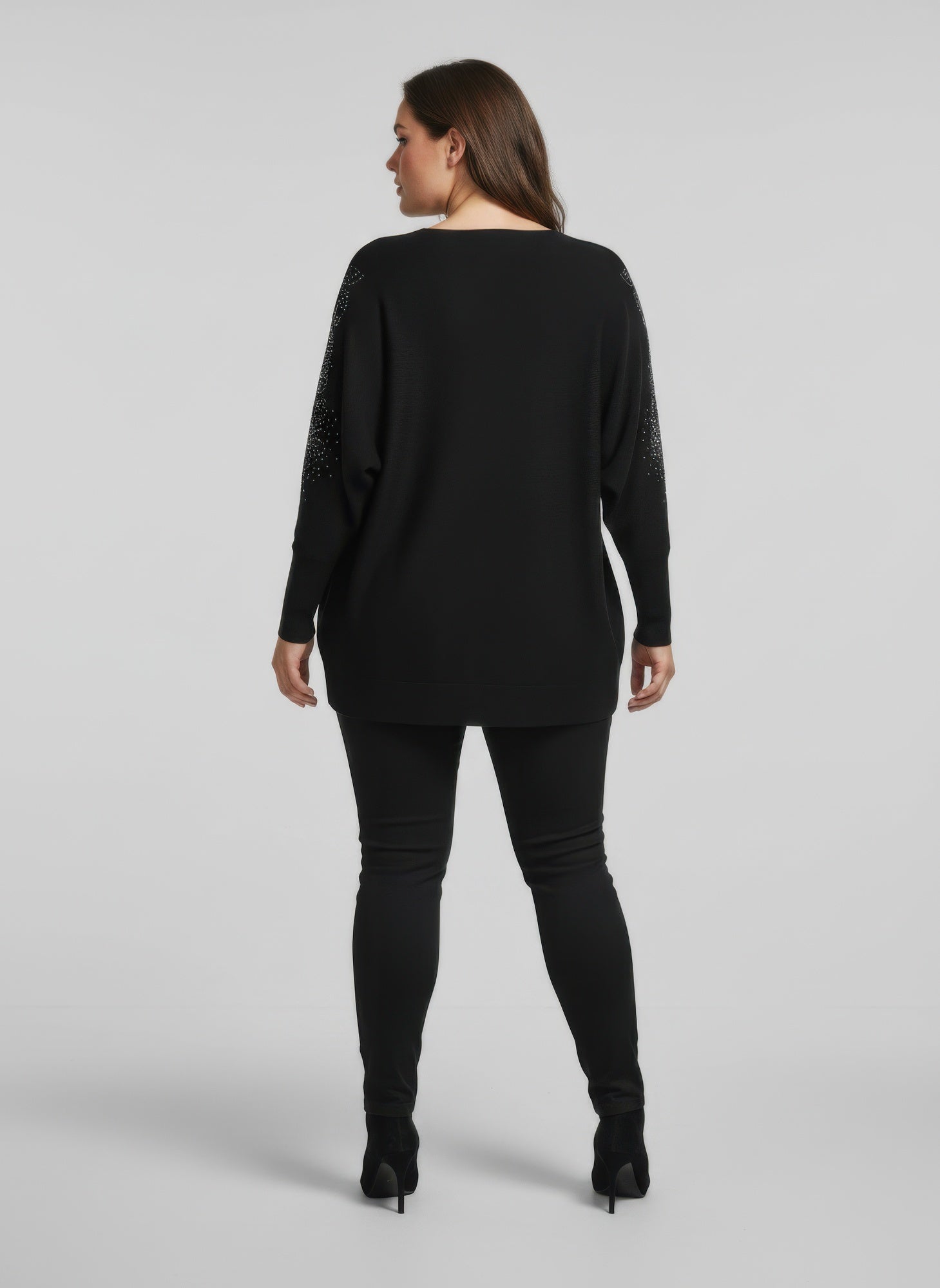 Midnight Sparkle Embellished Knit Tunic Top - Excel Merchandise