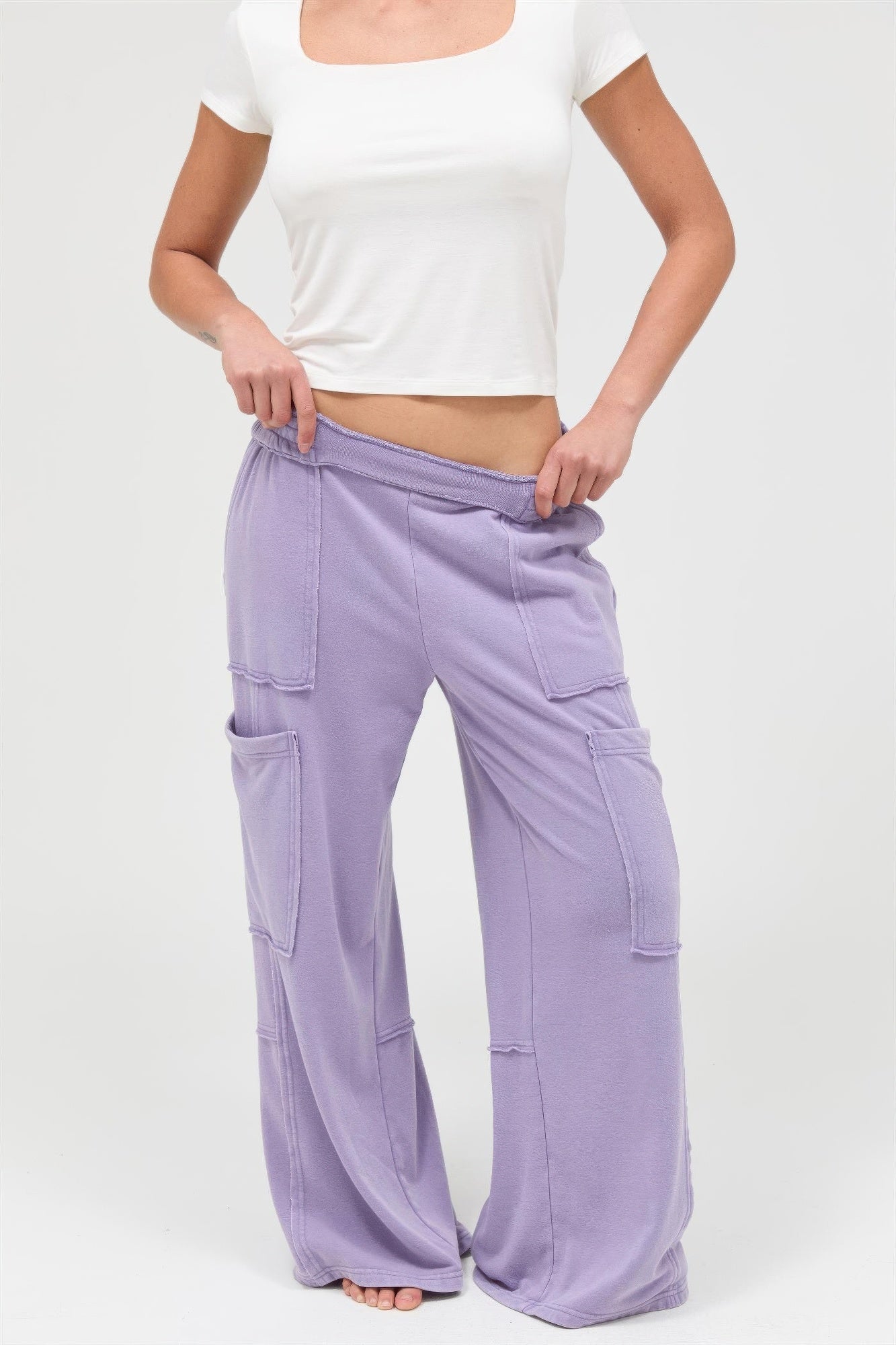 Mineral Wash Wide Leg Cargo Pants - Excel Merchandise