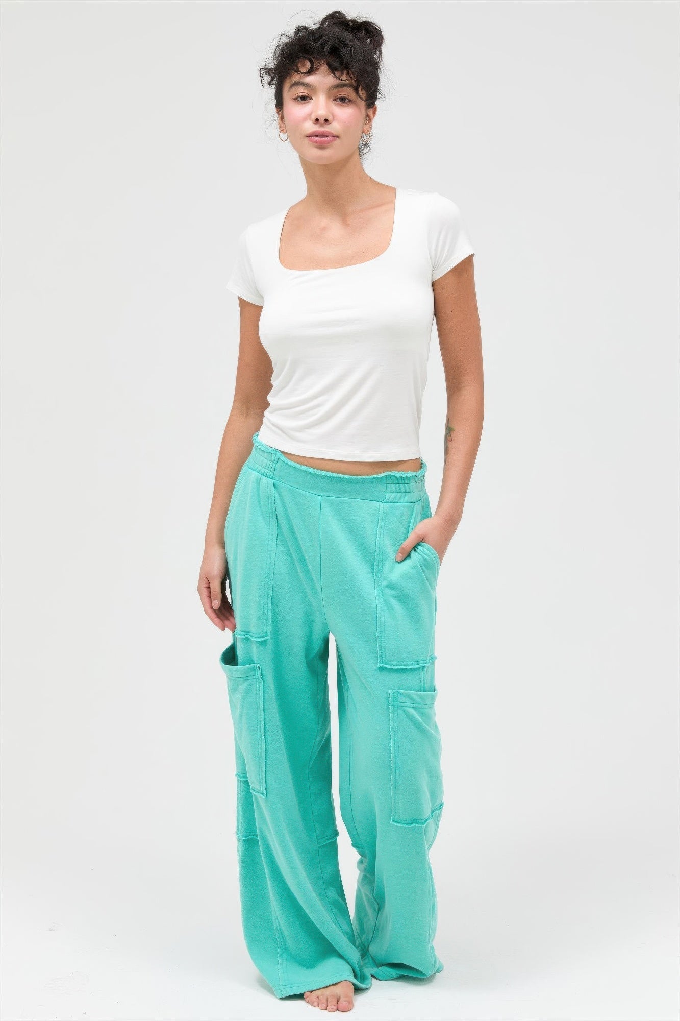 Mineral Wash Wide Leg Cargo Pants - Excel Merchandise