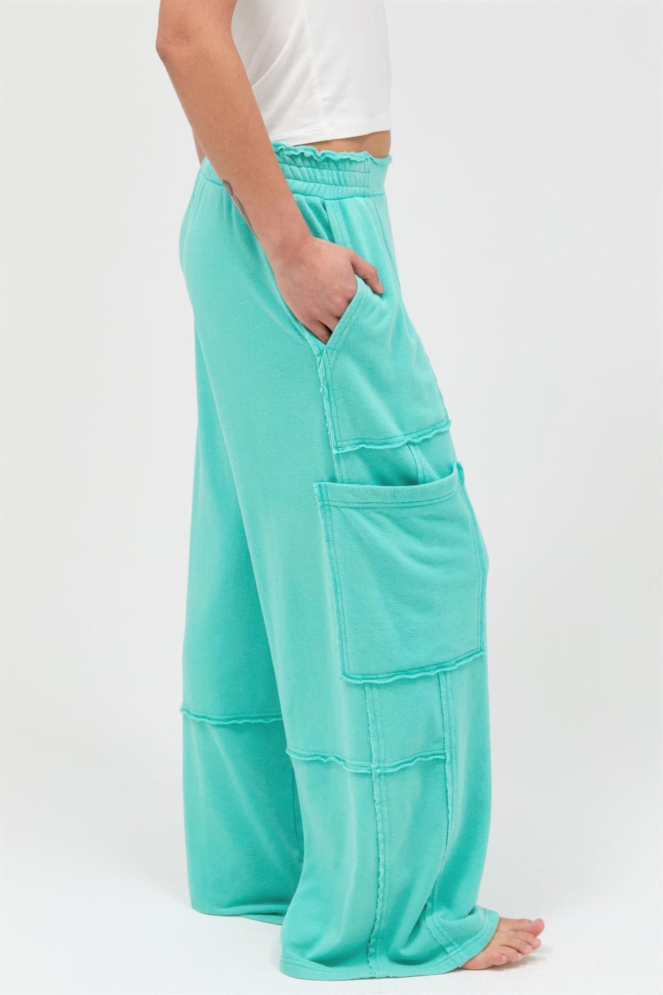 Mineral Wash Wide Leg Cargo Pants - Excel Merchandise