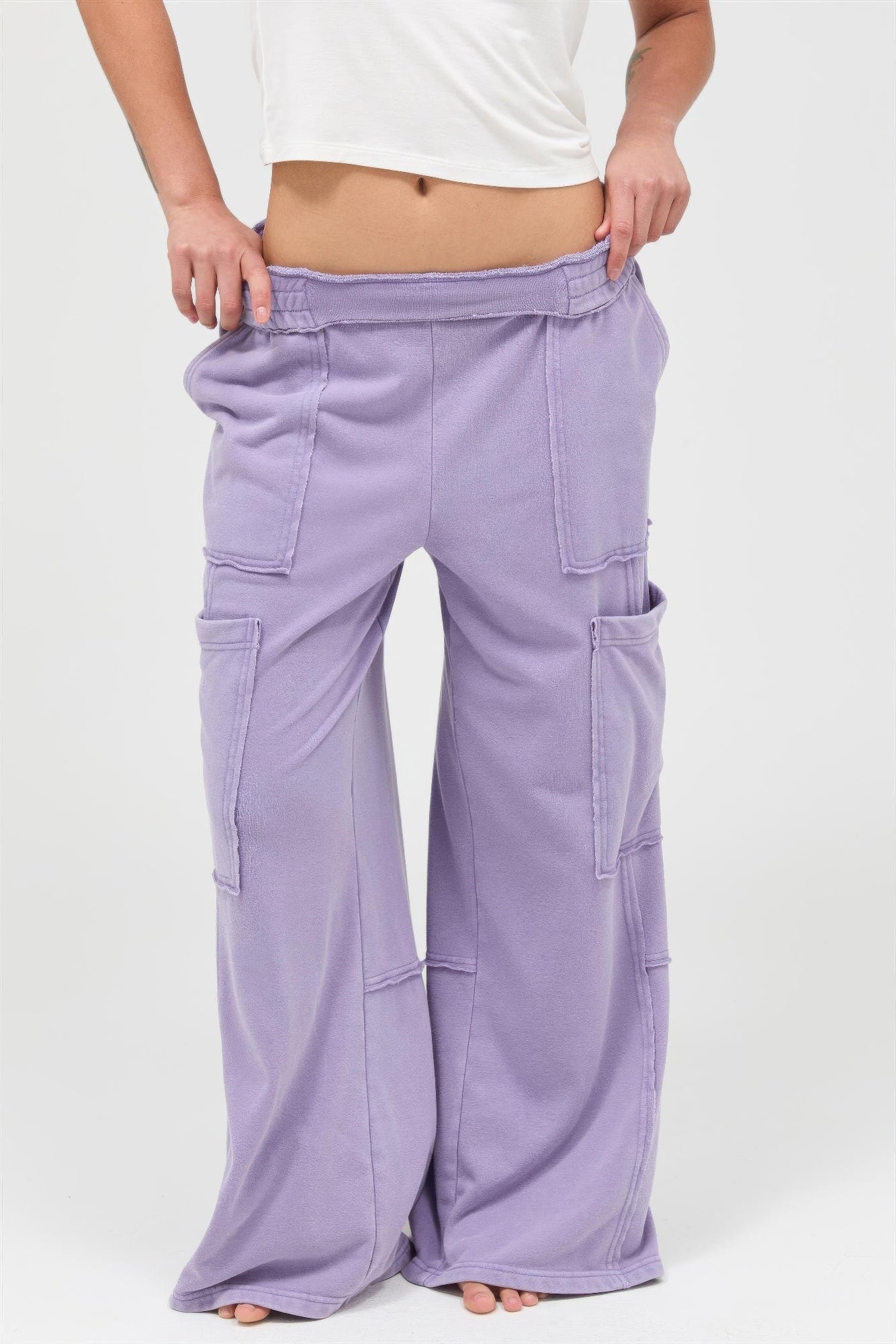 Mineral Wash Wide Leg Cargo Pants - Excel Merchandise