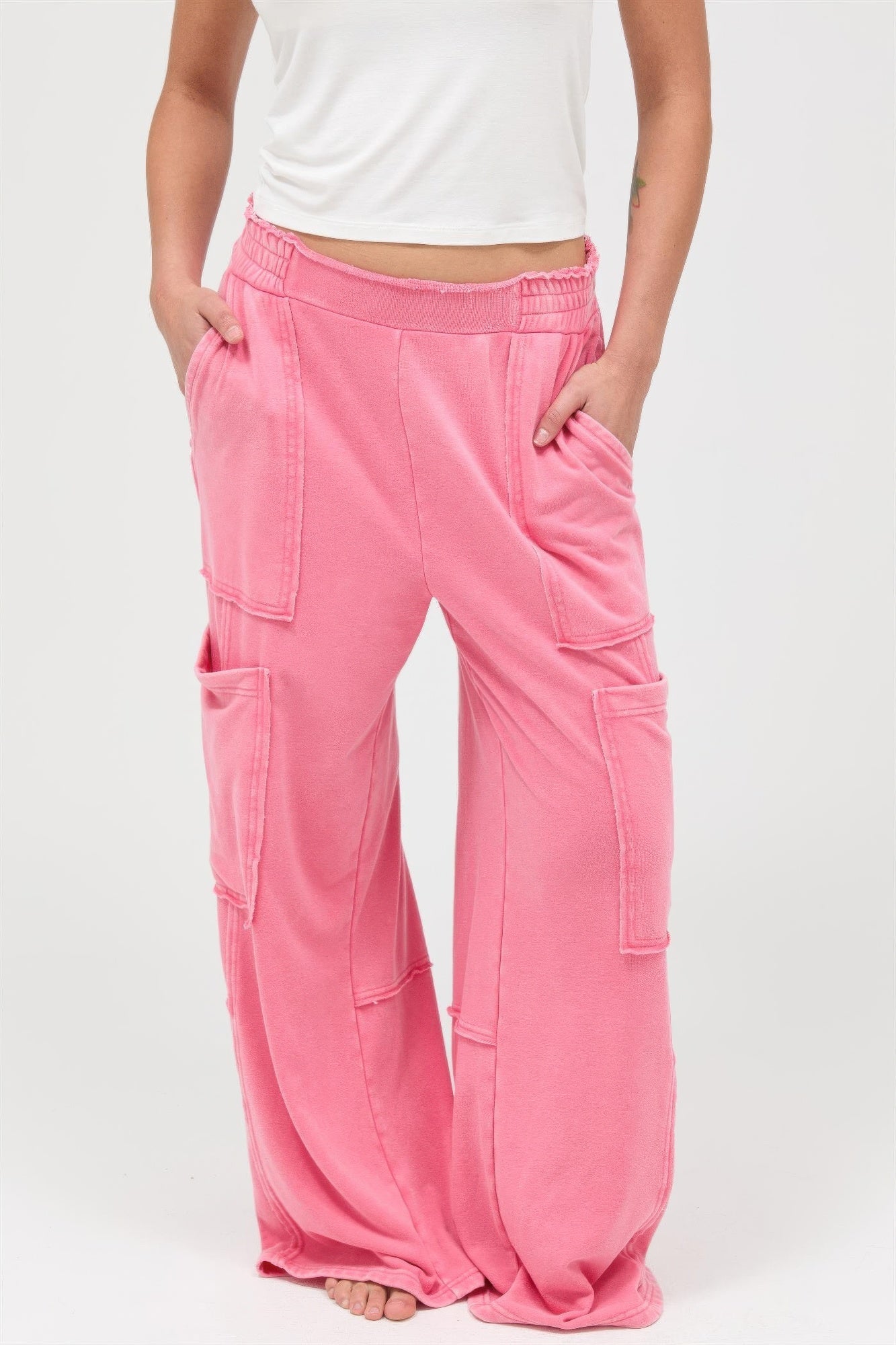 Mineral Wash Wide Leg Cargo Pants - Excel Merchandise