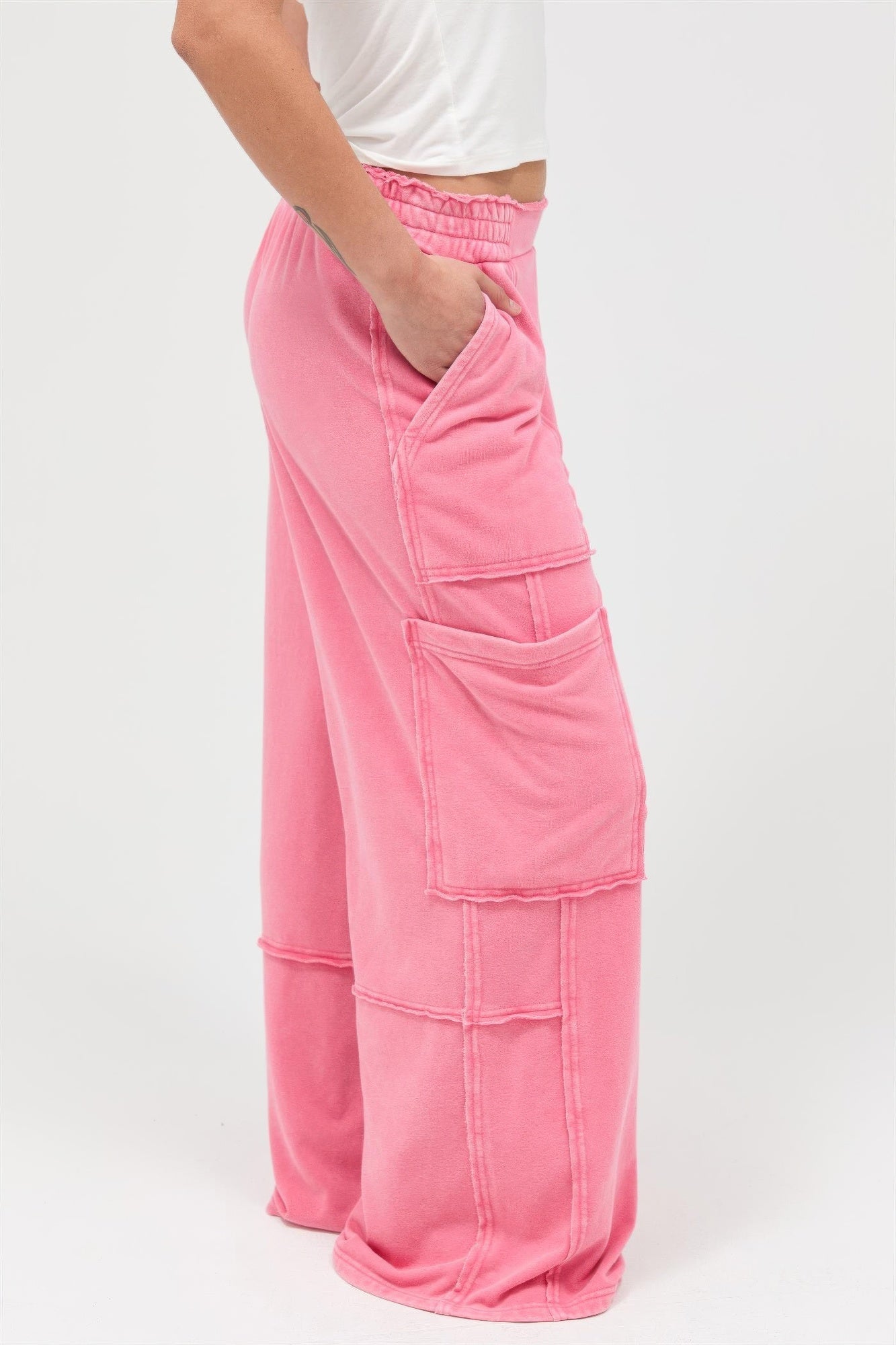 Mineral Wash Wide Leg Cargo Pants - Excel Merchandise