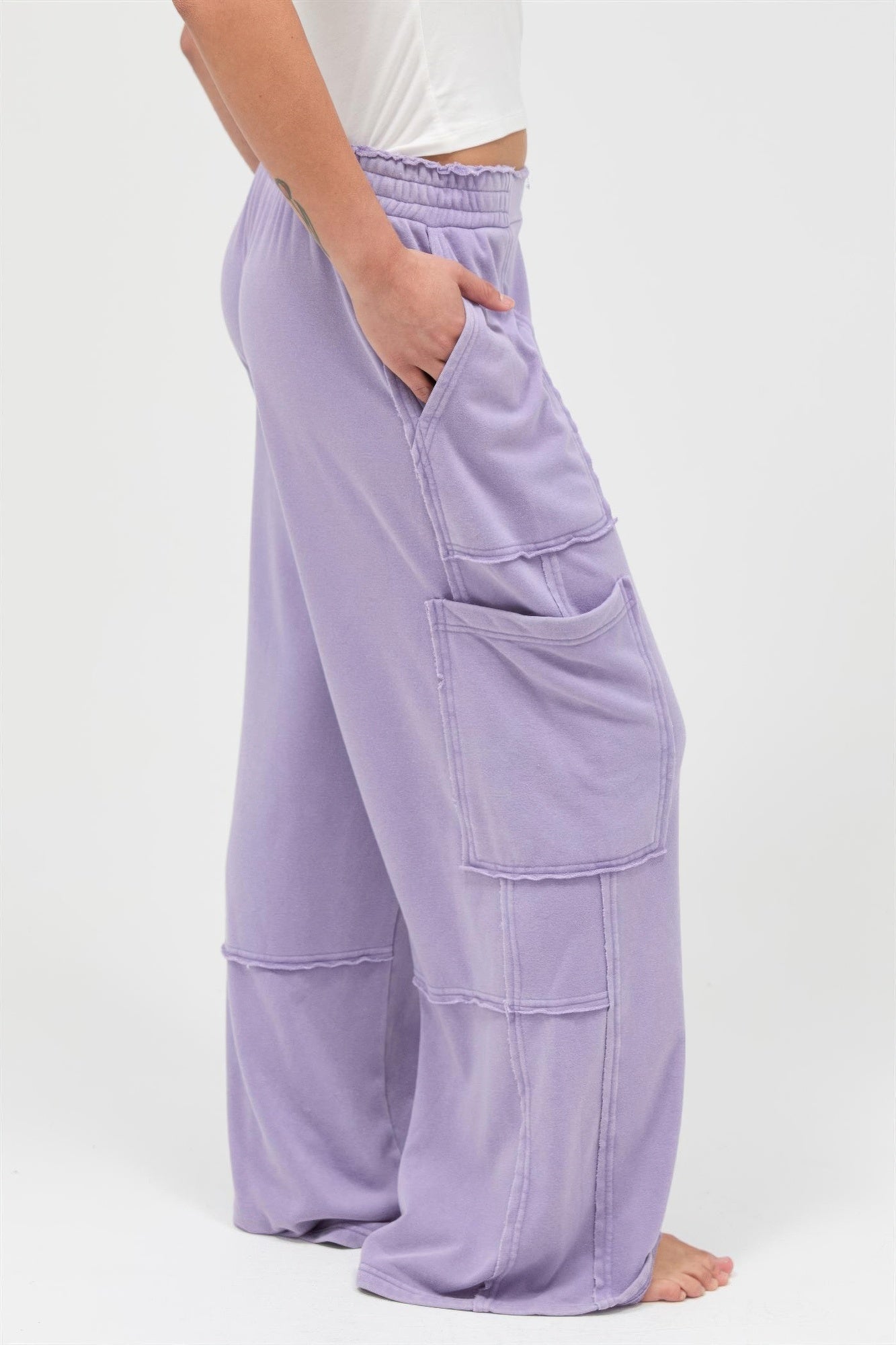 Mineral Wash Wide Leg Cargo Pants - Excel Merchandise