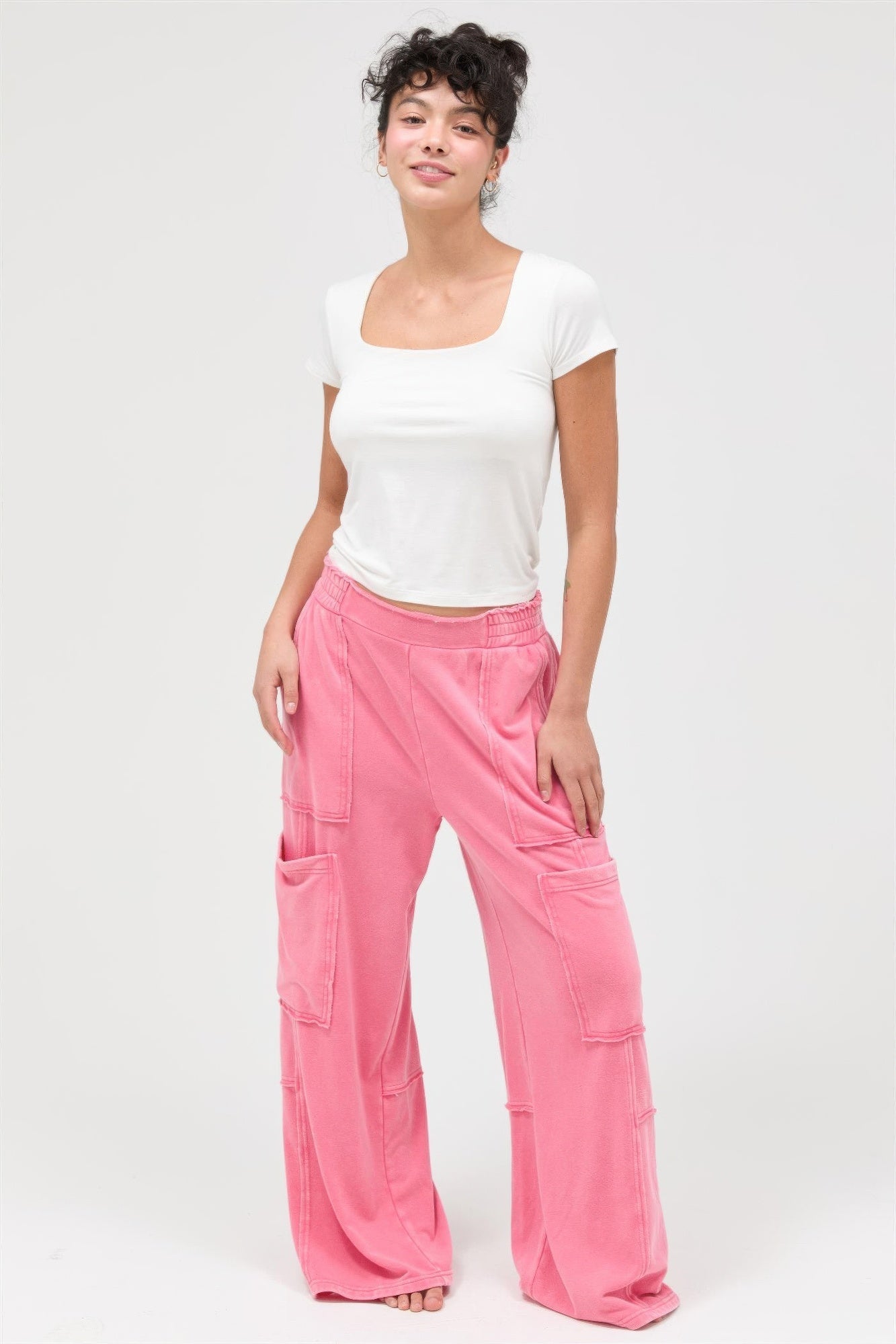 Mineral Wash Wide Leg Cargo Pants - Excel Merchandise