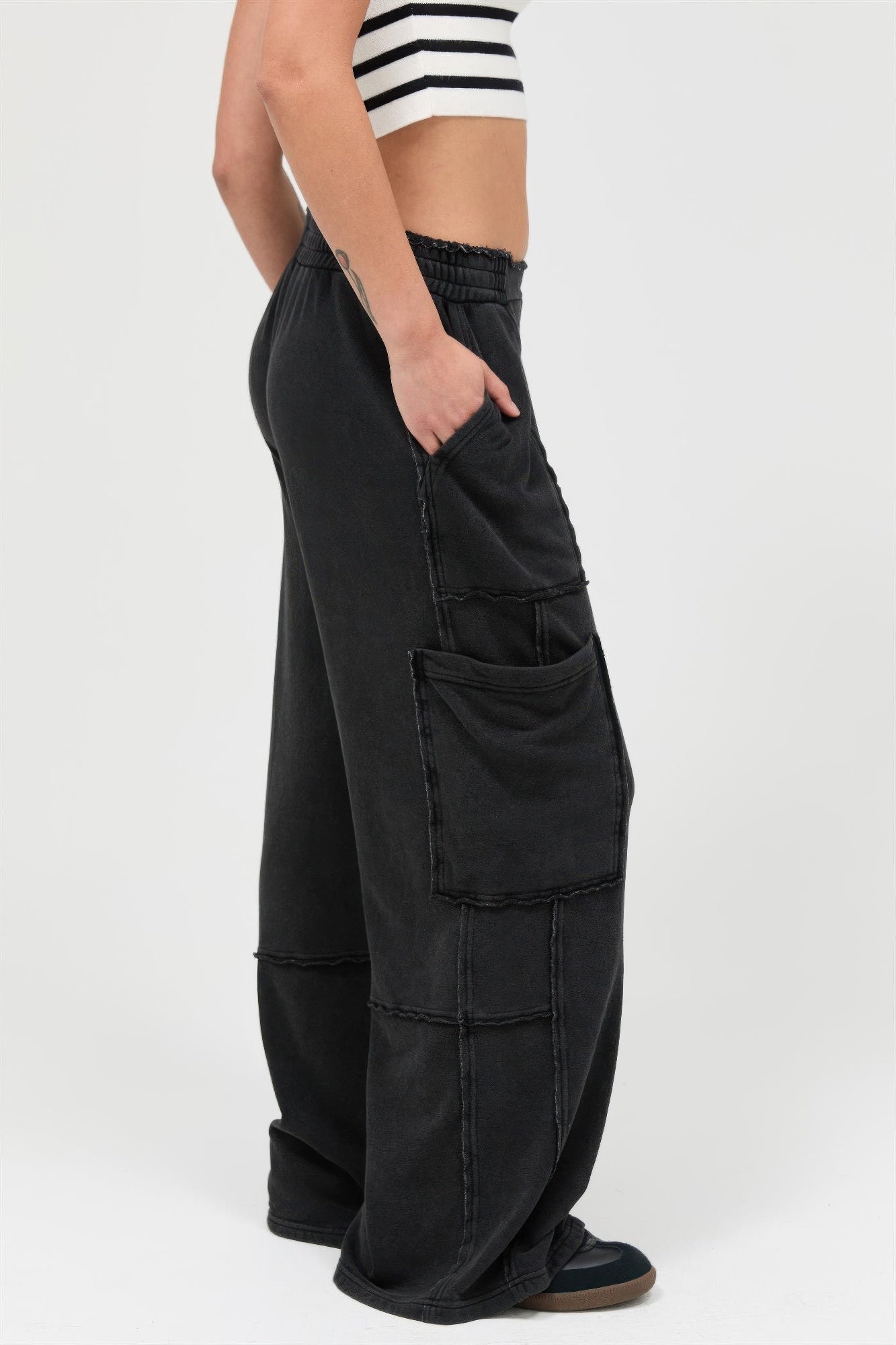 Mineral Wash Wide Leg Cargo Pants - Excel Merchandise