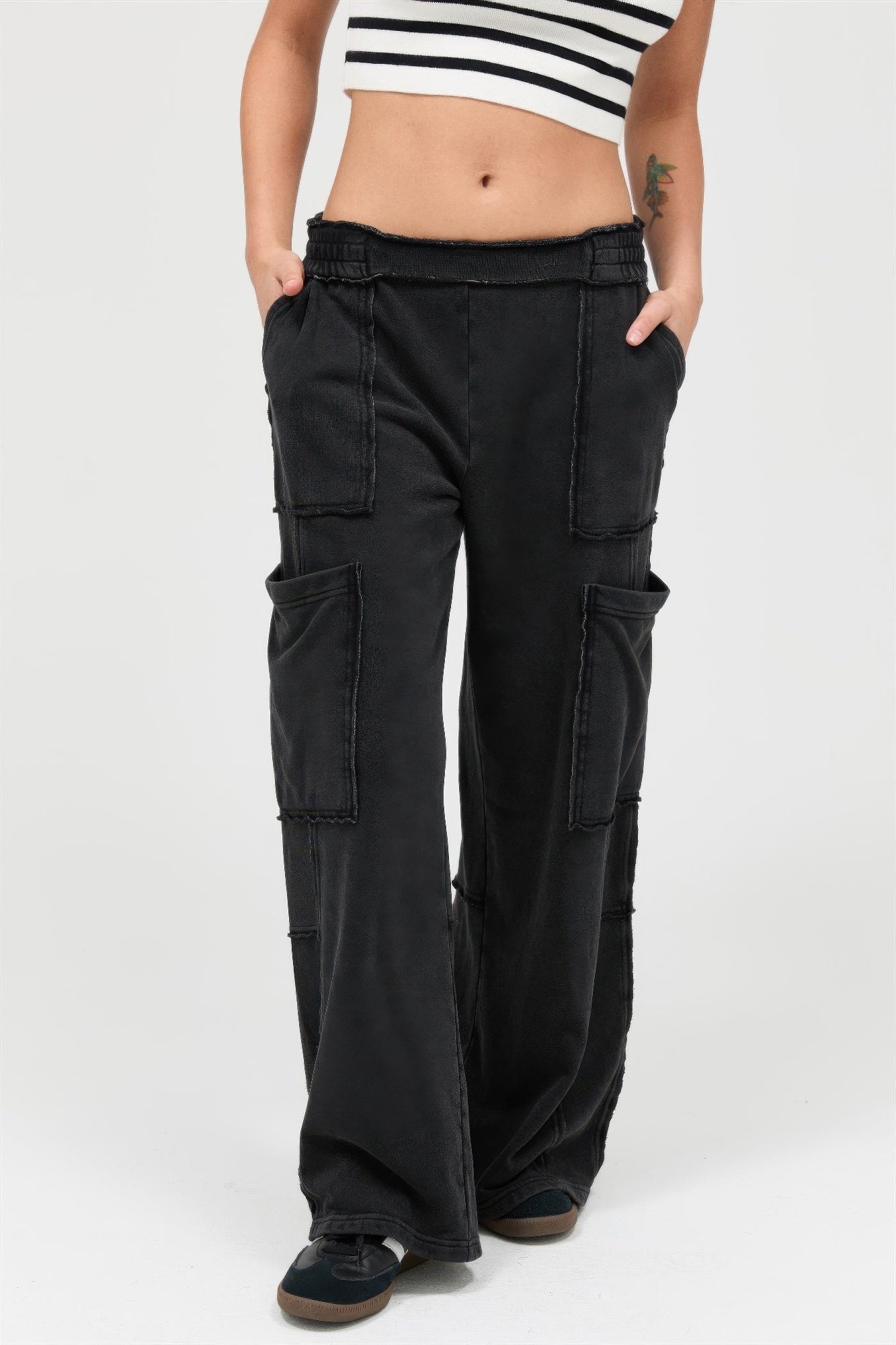 Mineral Wash Wide Leg Cargo Pants - Excel Merchandise