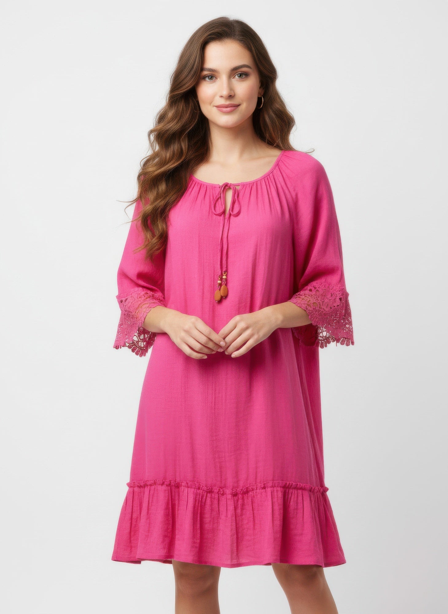 Mlle Gabrielle Solid Elbow Sleeve Dress - Excel Merchandise