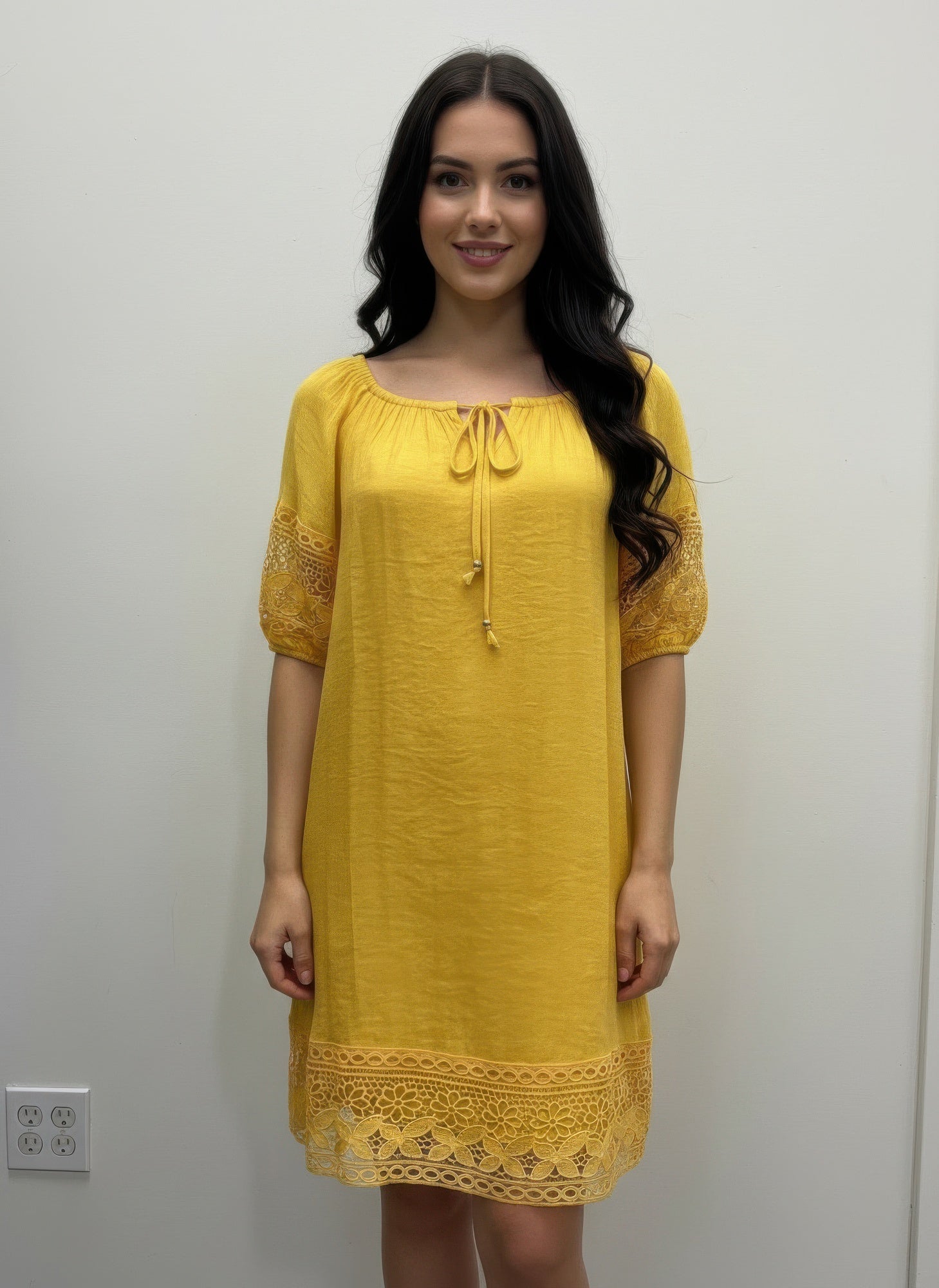 Mlle Gabrielle Solid Short Sleeve Dress - Excel Merchandise