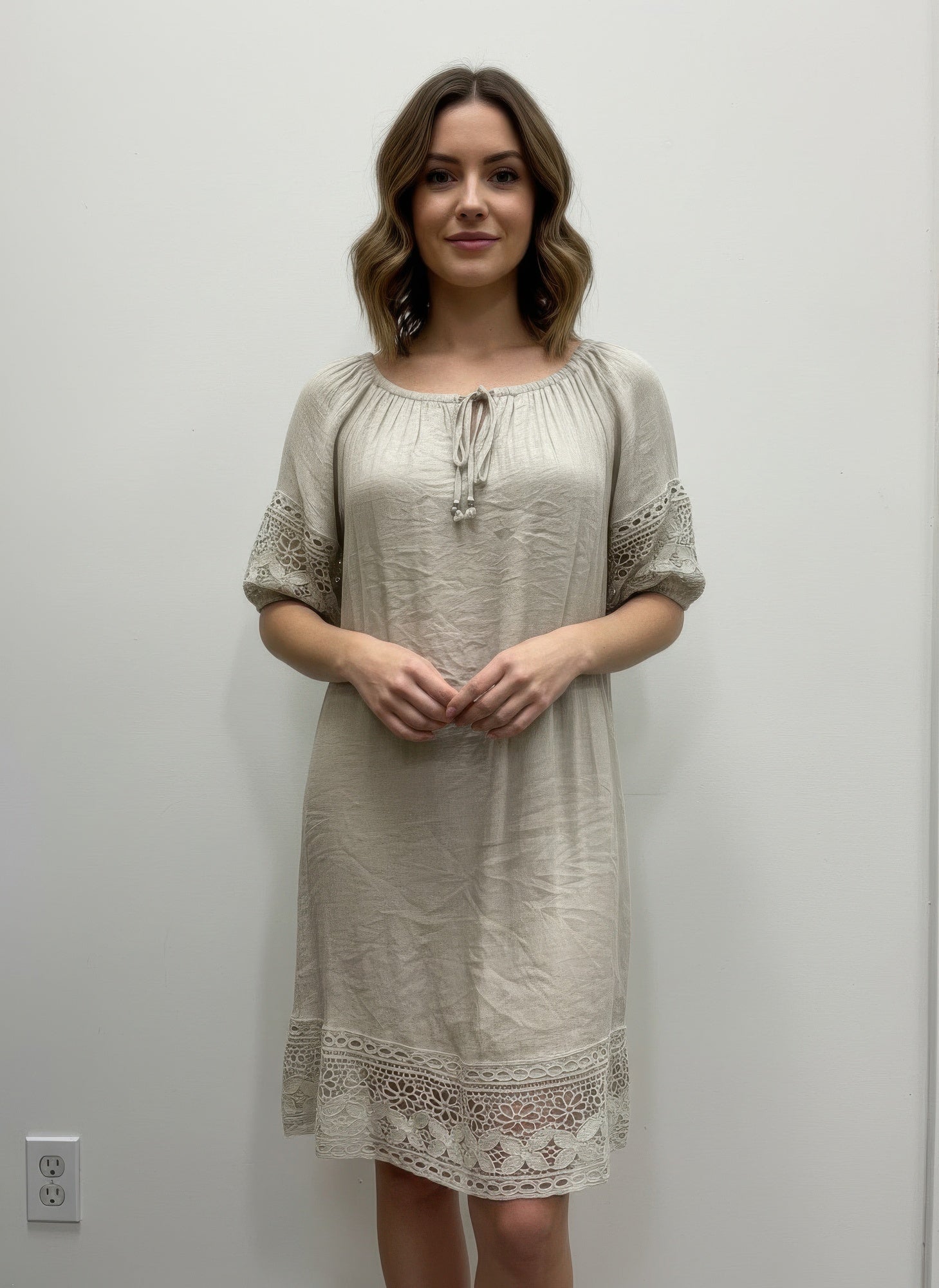 Mlle Gabrielle Solid Short Sleeve Dress - Excel Merchandise