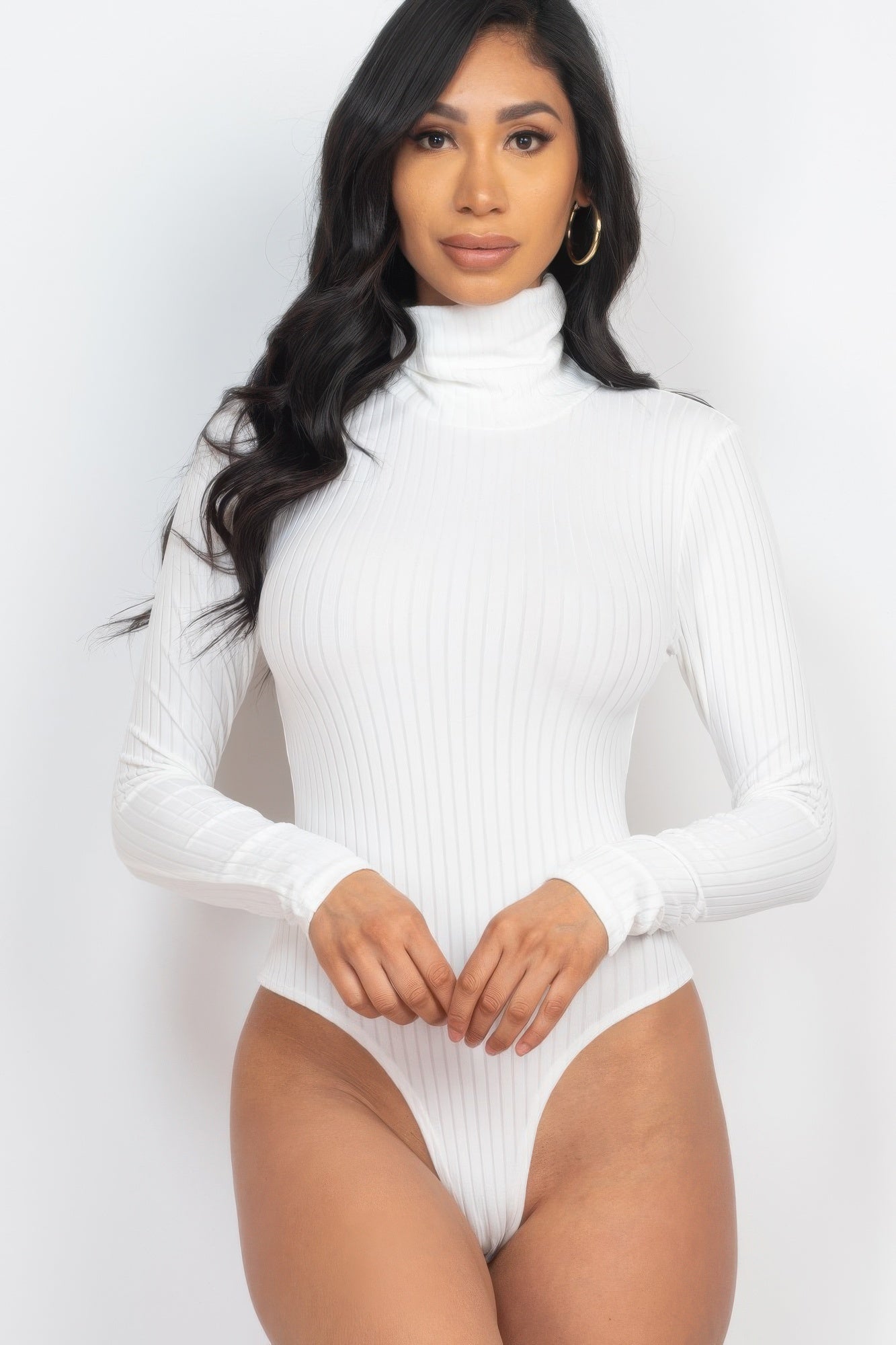 Ribbed Turtle Neck Long Sleeve Bodysuit - Excel Merchandise