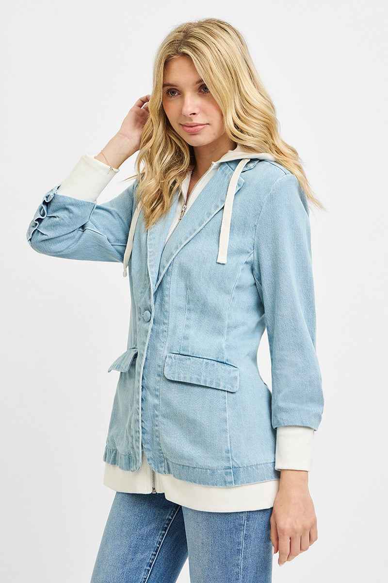 RISEN One Button Blazer with Hoodie Jacket - Excel Merchandise