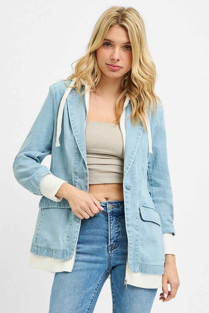 RISEN One Button Blazer with Hoodie Jacket - Excel Merchandise