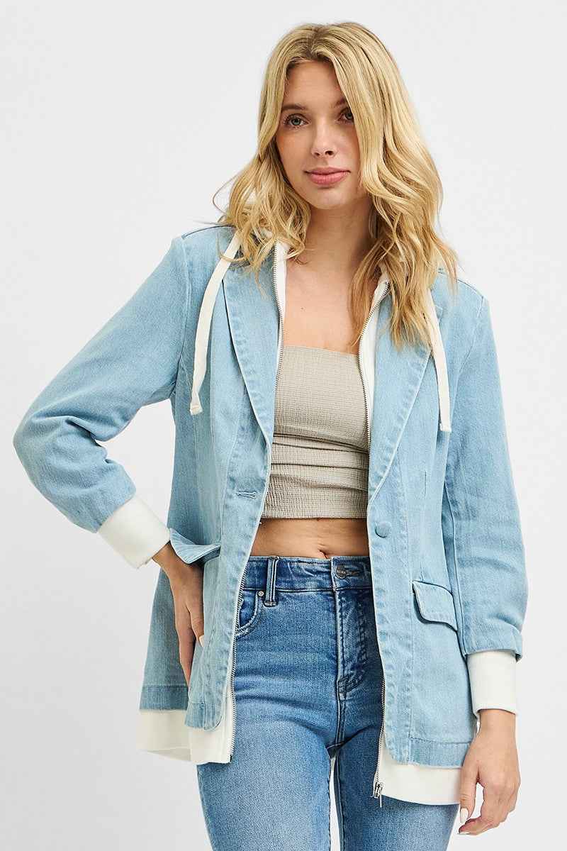 RISEN One Button Blazer with Hoodie Jacket - Excel Merchandise