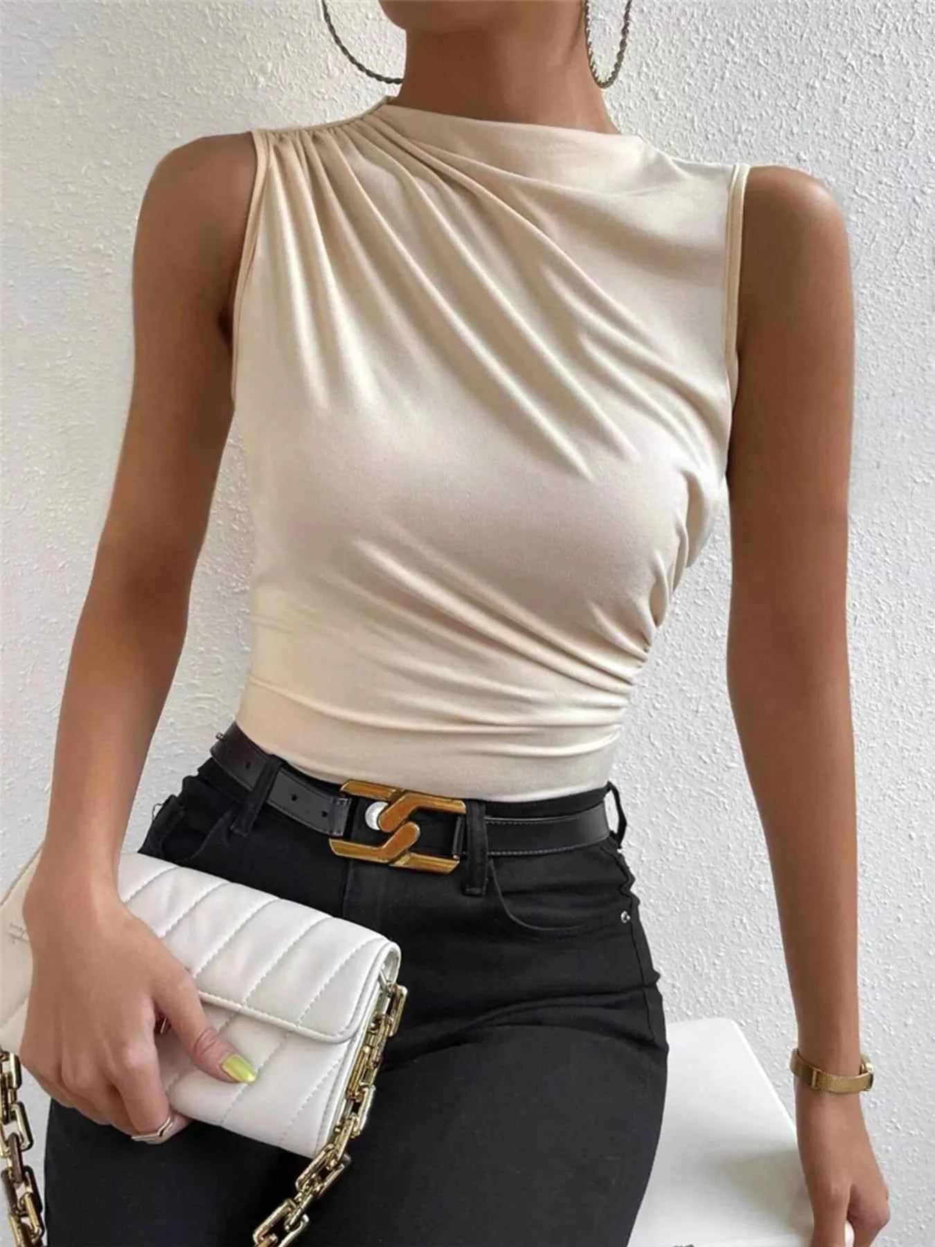 Ruched Solid Color Tank - Excel Merchandise