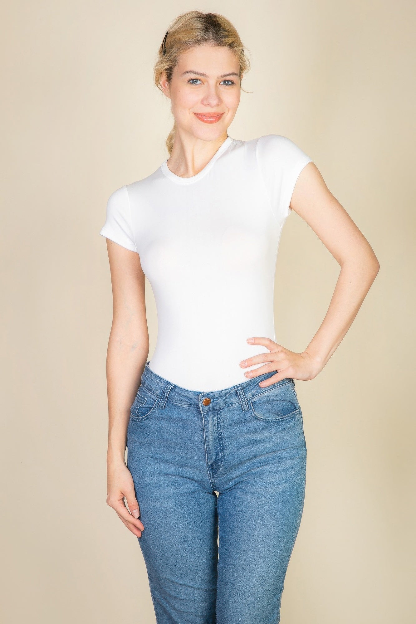 Short Sleeve Crew Neck Bodysuit - Excel Merchandise