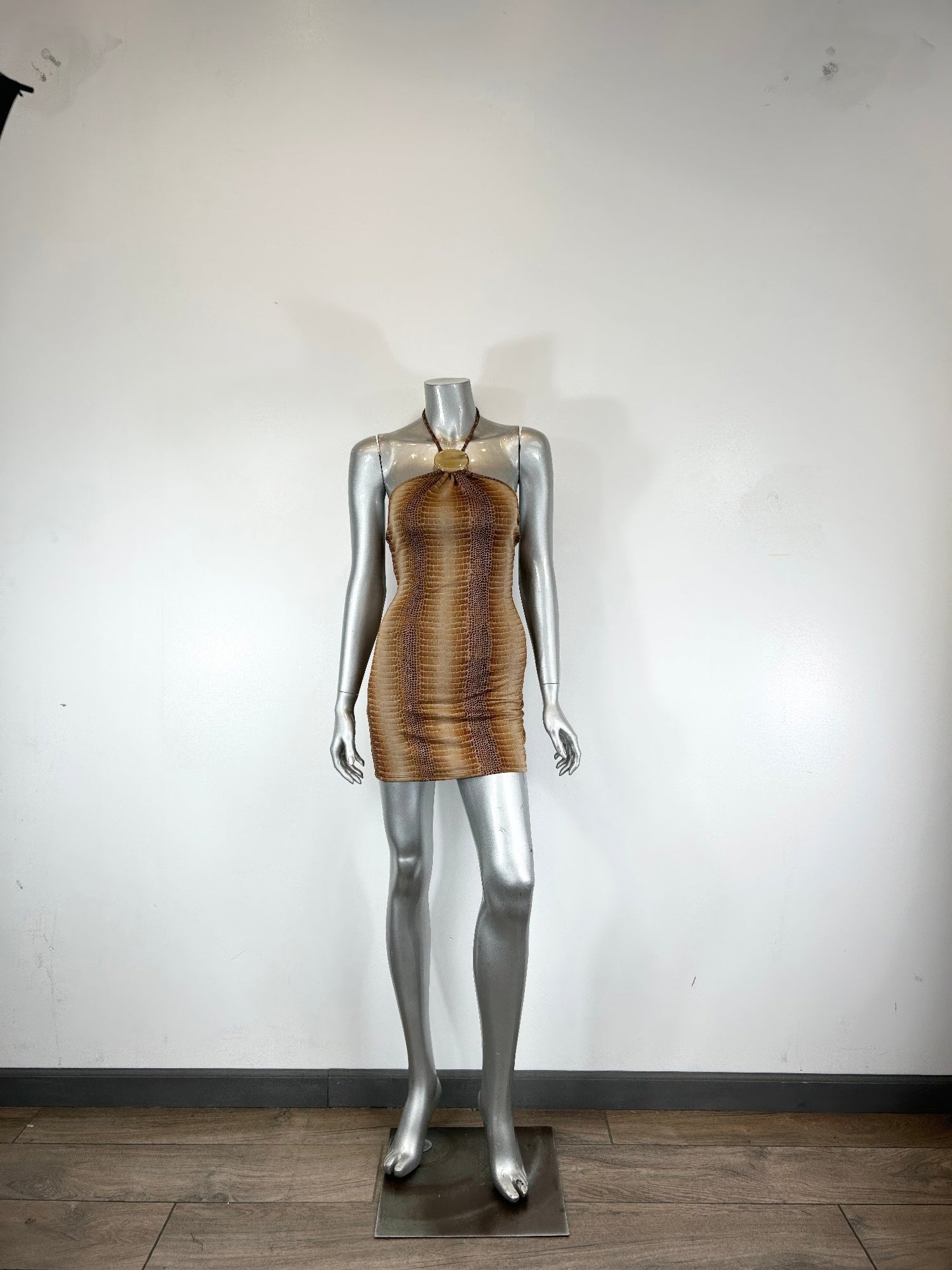 String Neck With Trim Detail Mini Dress - Excel Merchandise