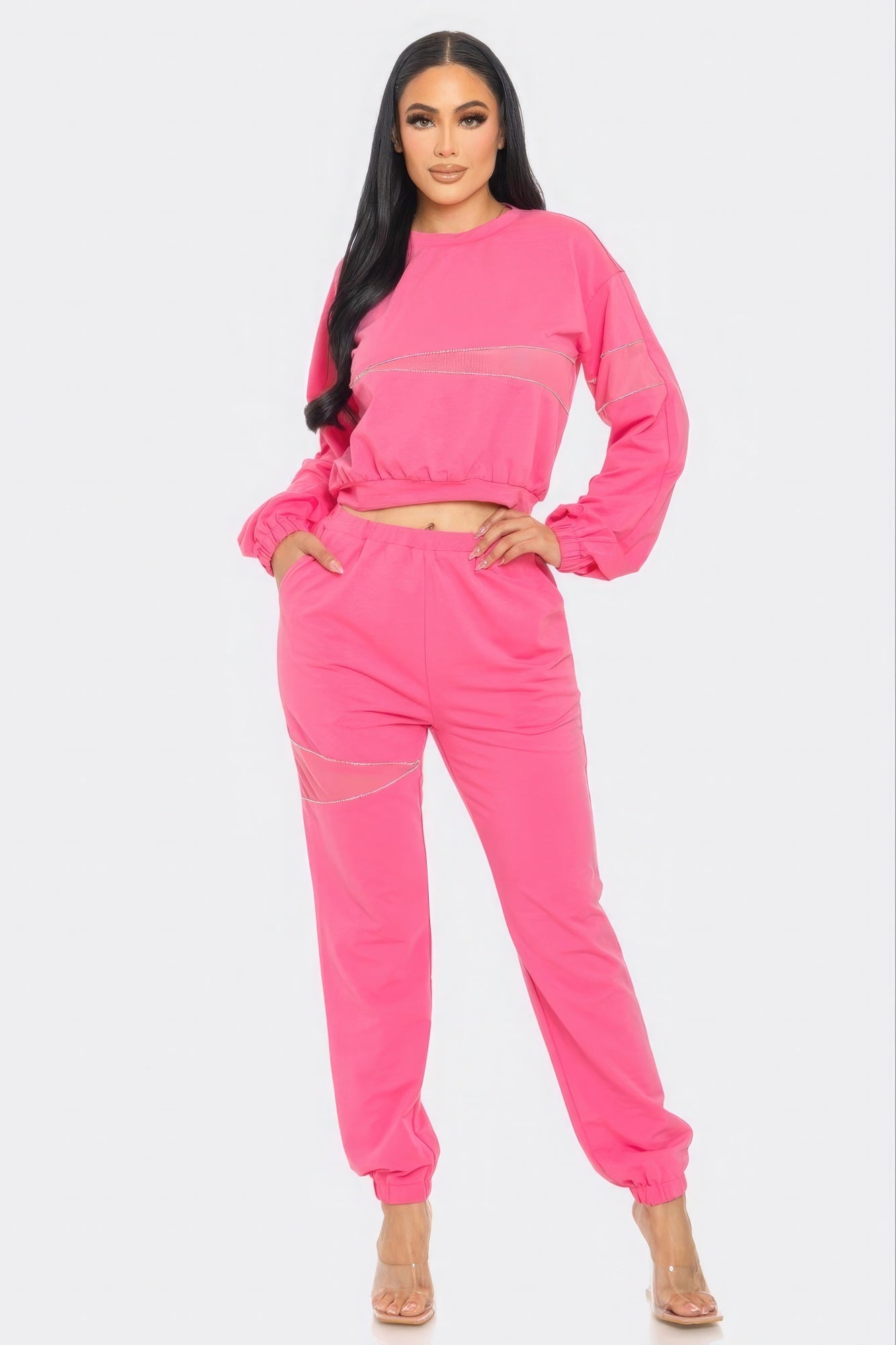 Terry Mesh & Rhinestone Detail Set - Excel Merchandise