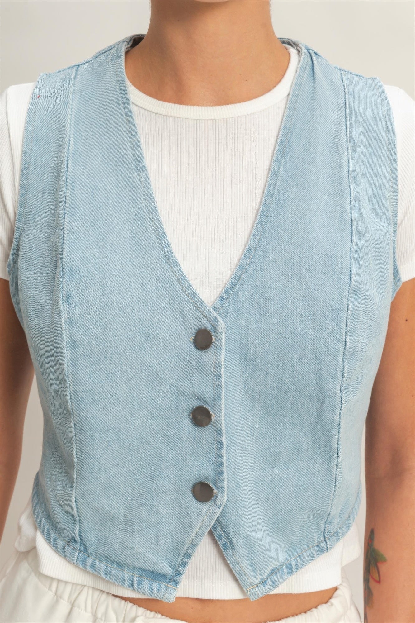 V-neck Sleeveless Denim Vest - Excel Merchandise
