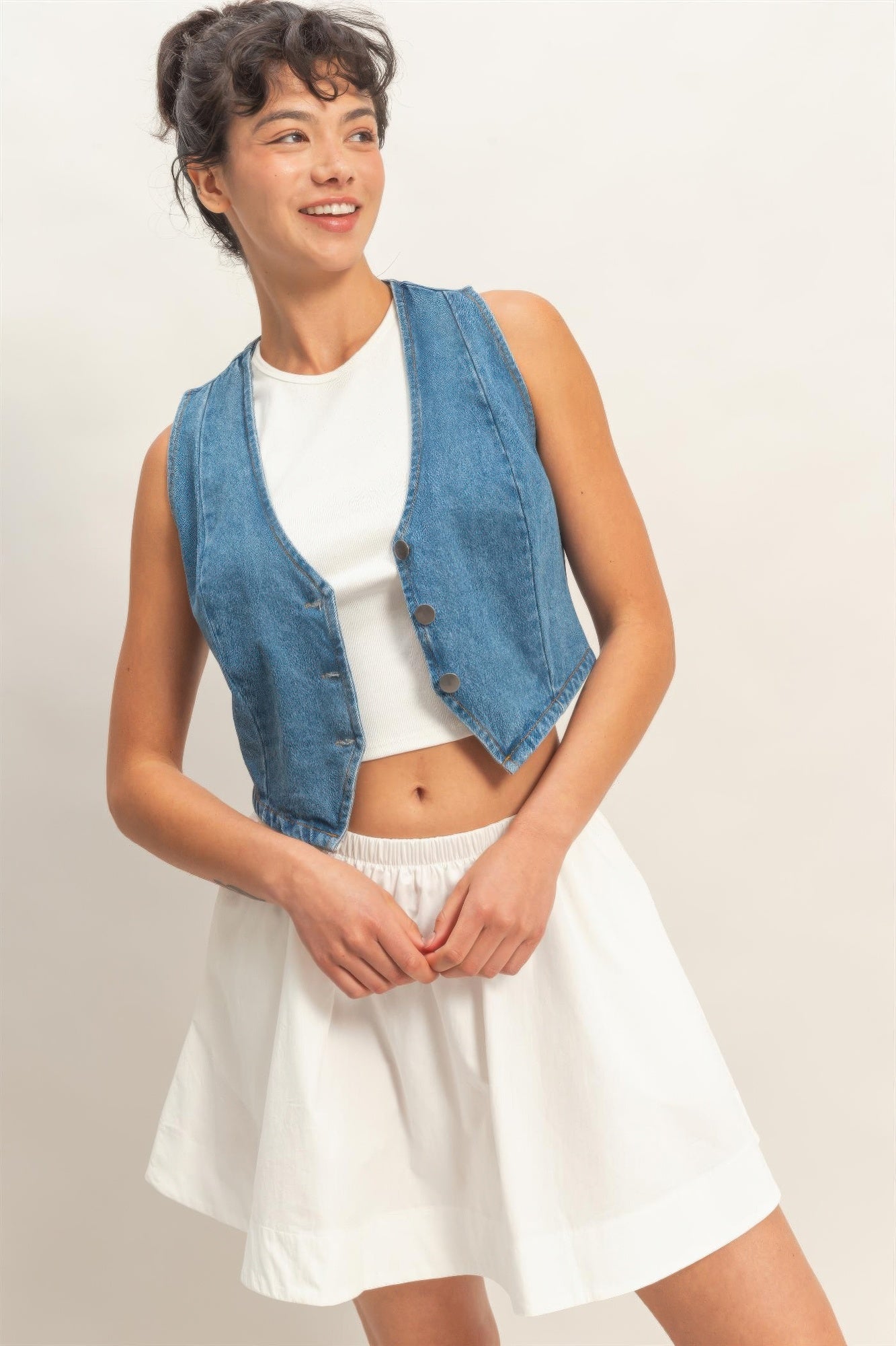 V-neck Sleeveless Denim Vest - Excel Merchandise