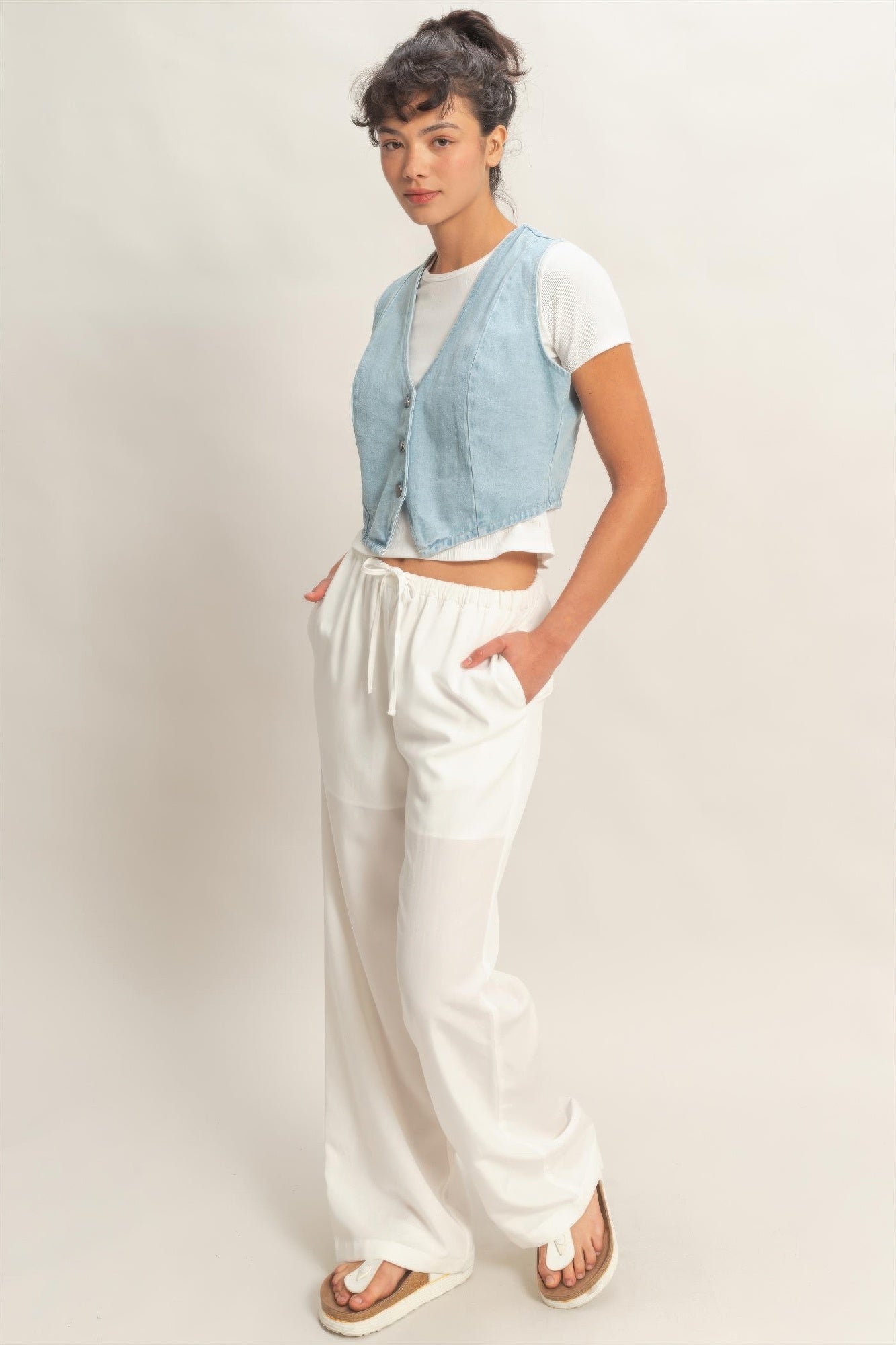 V-neck Sleeveless Denim Vest - Excel Merchandise