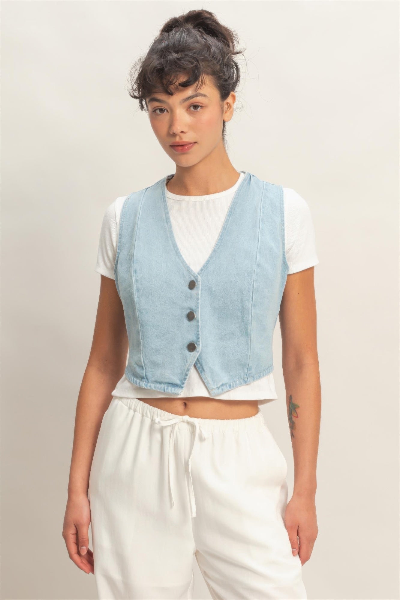 V-neck Sleeveless Denim Vest - Excel Merchandise